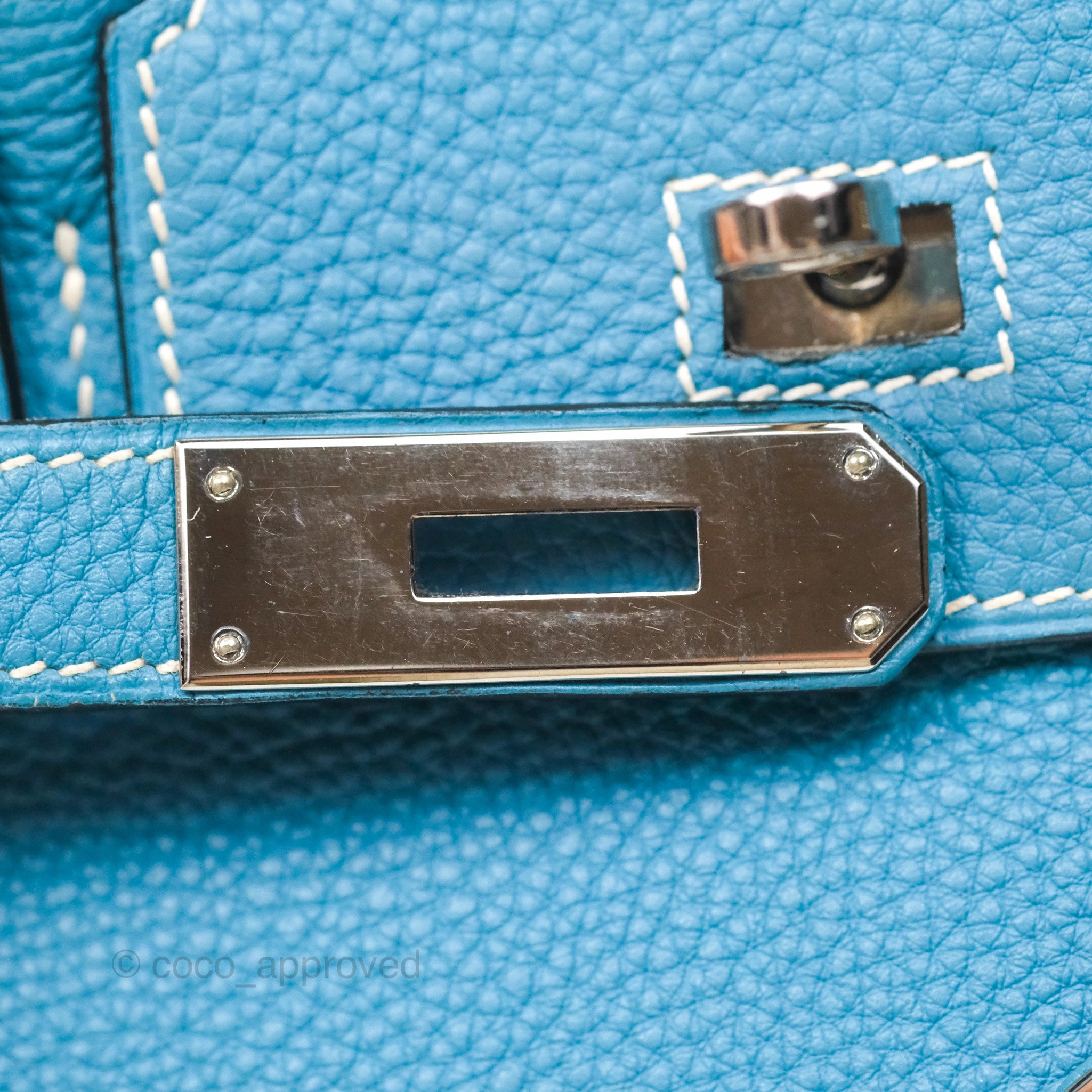 Herms Birkin 30 Blue Jean Togo Palladium Hardware