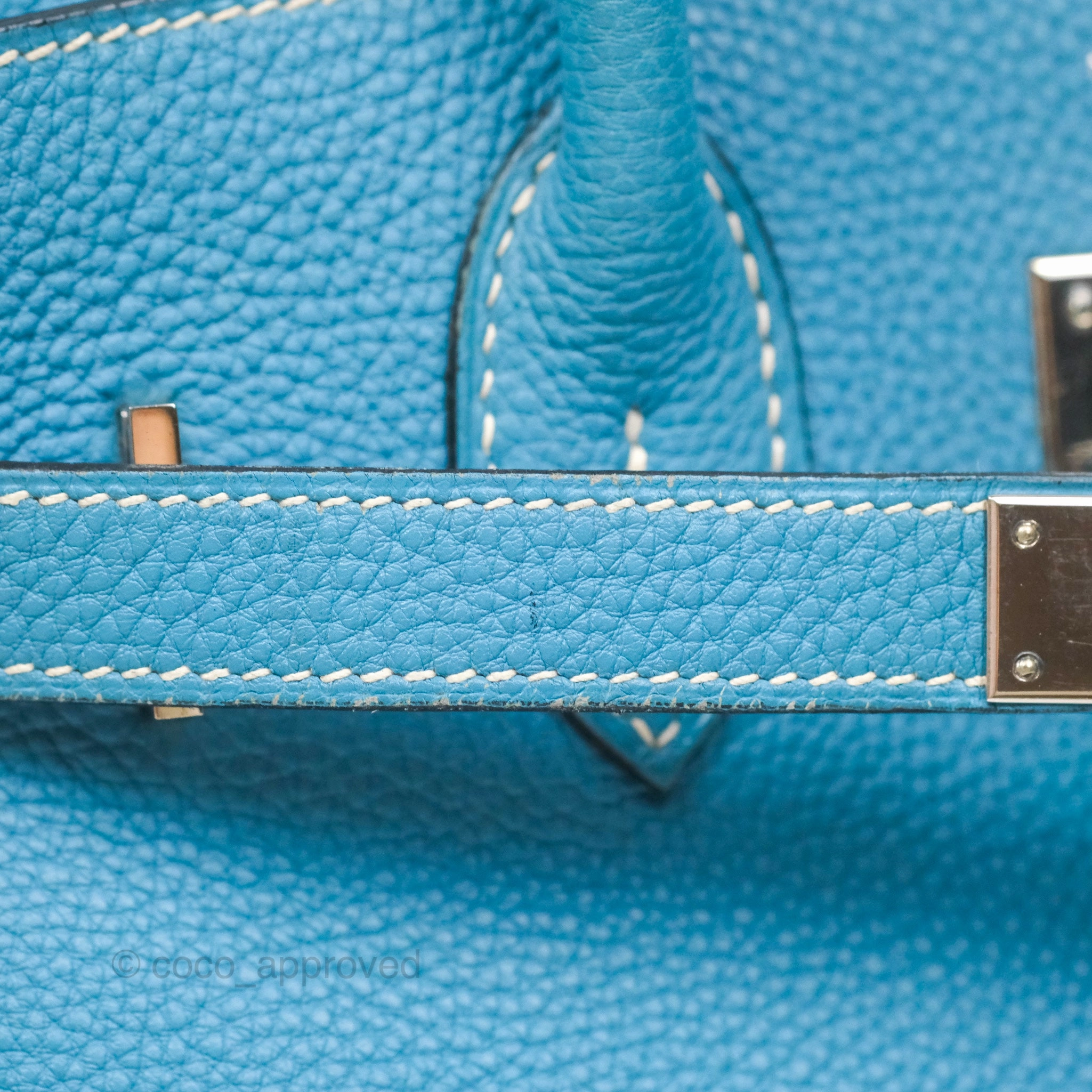 Herms Birkin 30 Blue Jean Togo Palladium Hardware
