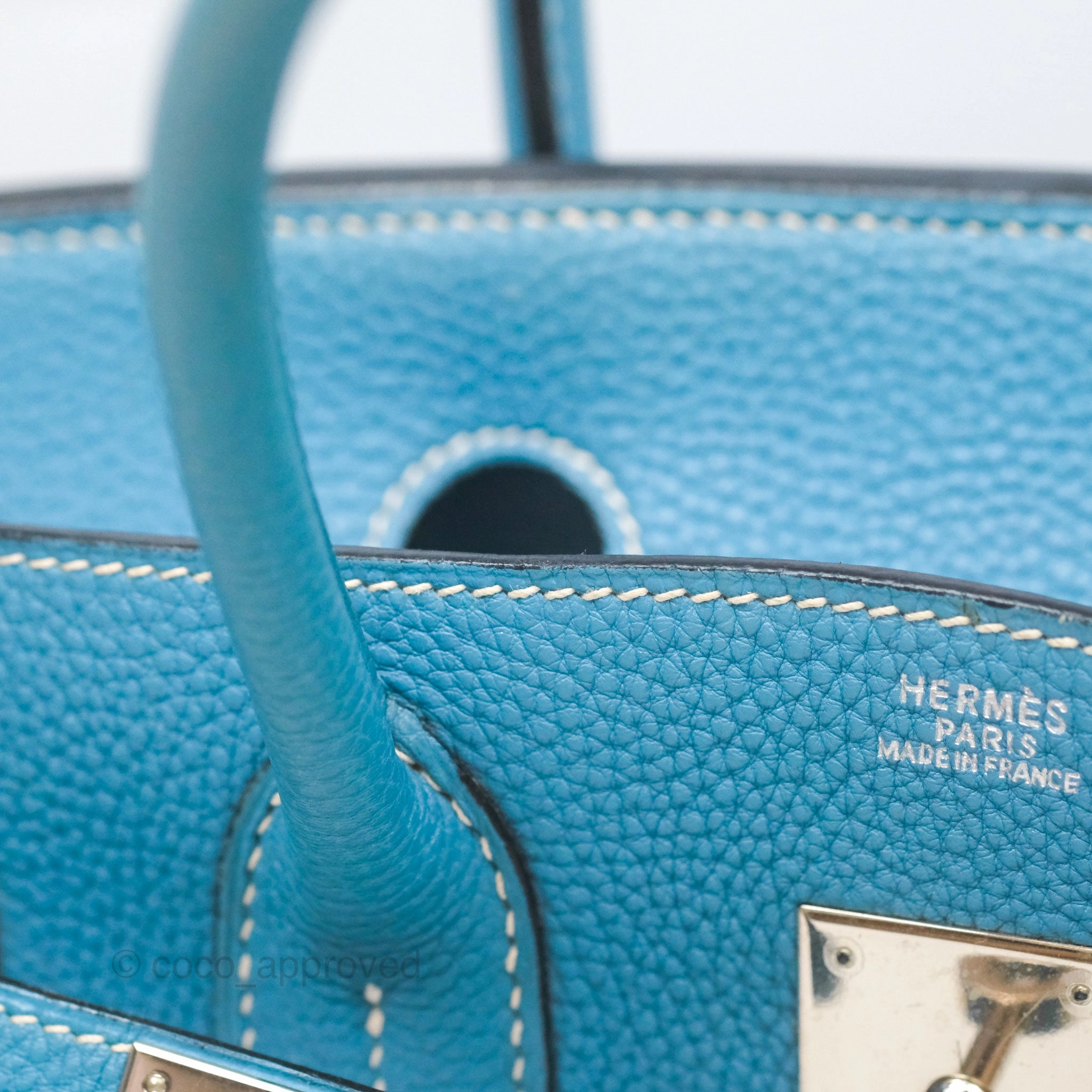 Herms Birkin 30 Blue Jean Togo Palladium Hardware