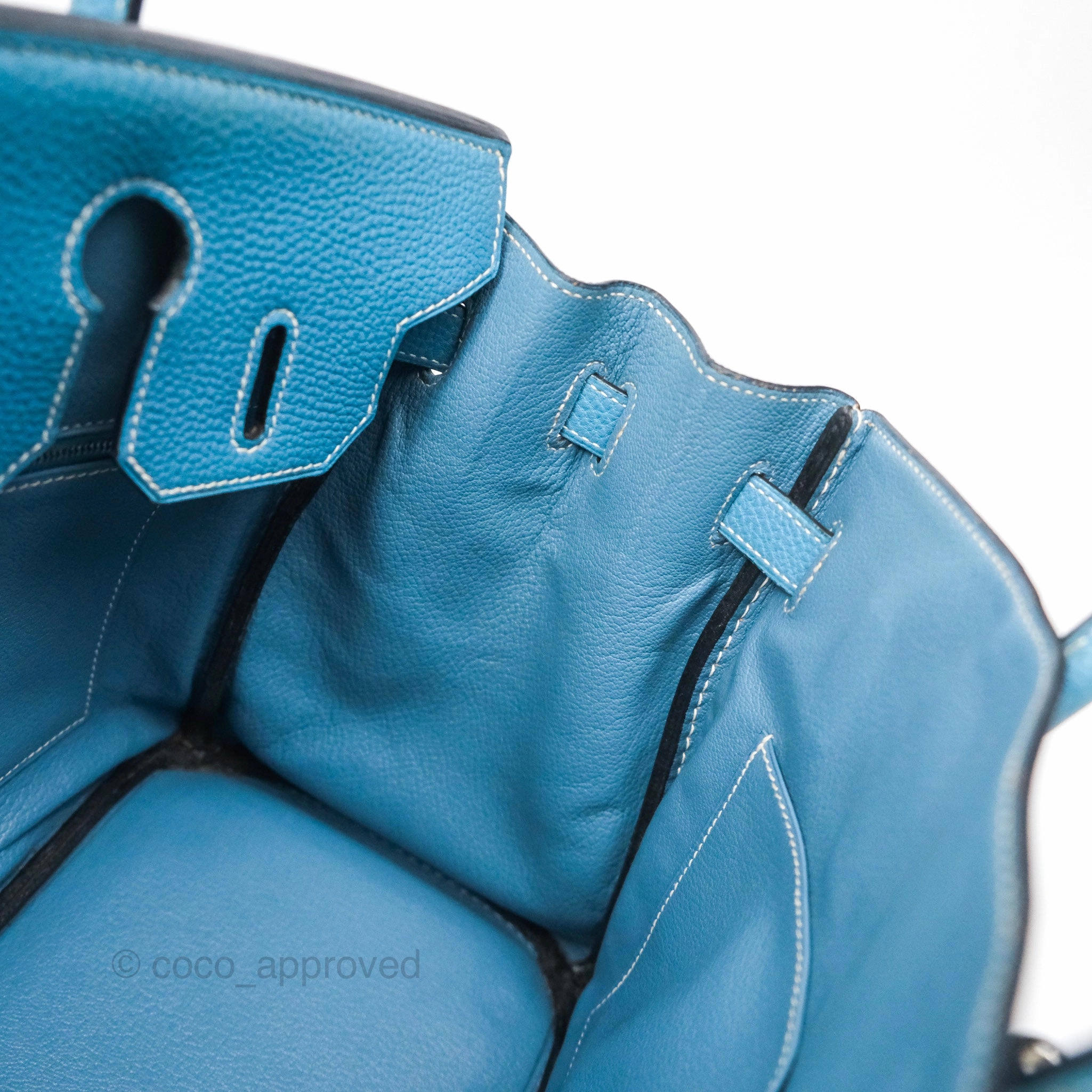 Herms Birkin 30 Blue Jean Togo Palladium Hardware
