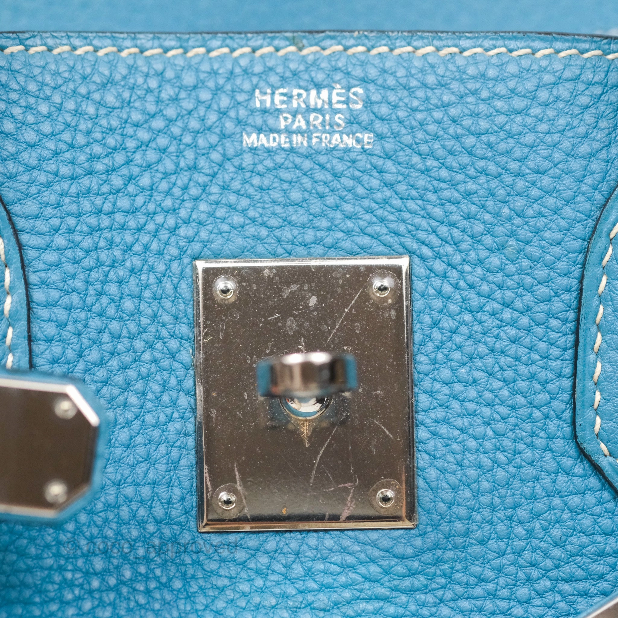 Herms Birkin 30 Blue Jean Togo Palladium Hardware