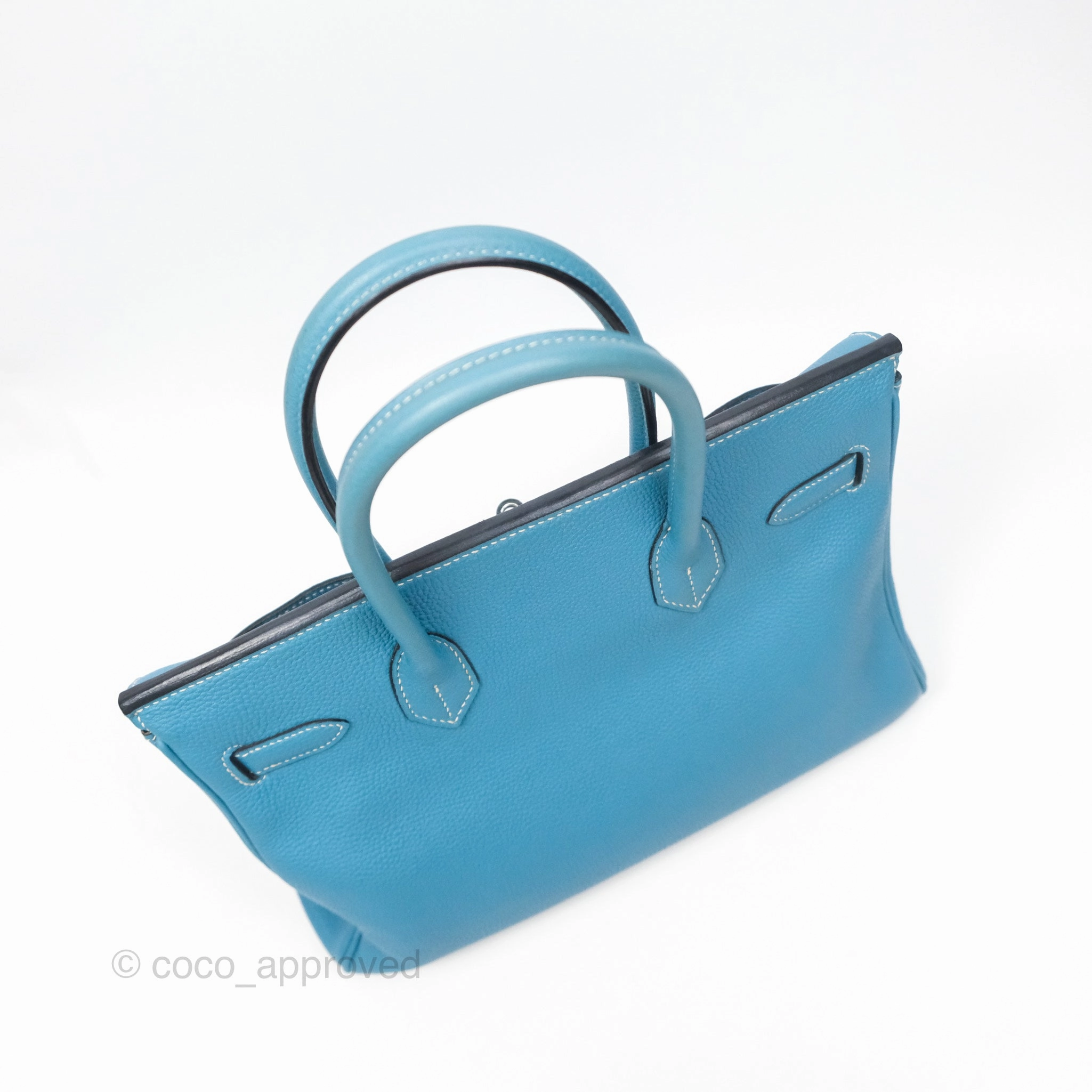 Herms Birkin 30 Blue Jean Togo Palladium Hardware