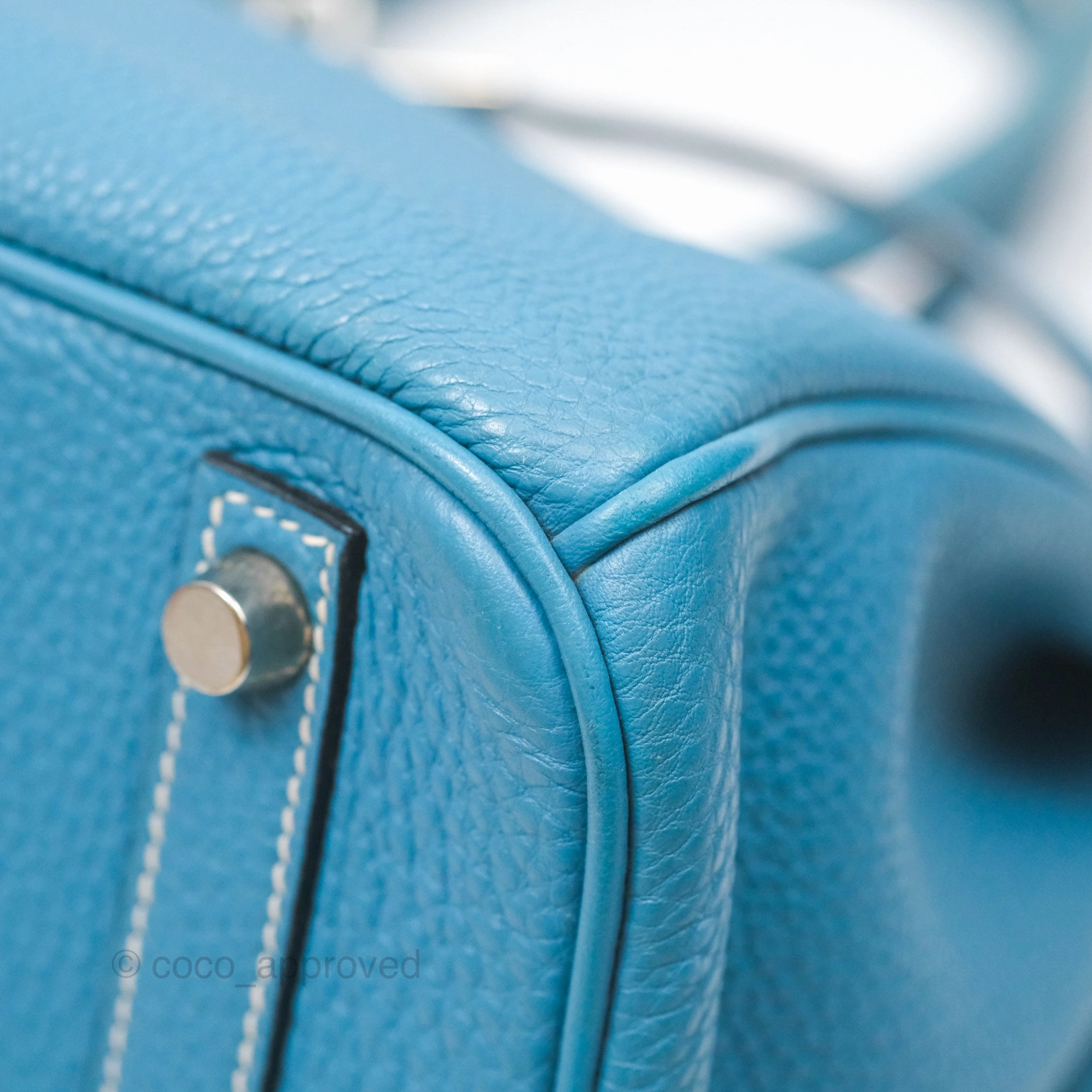 Herms Birkin 30 Blue Jean Togo Palladium Hardware