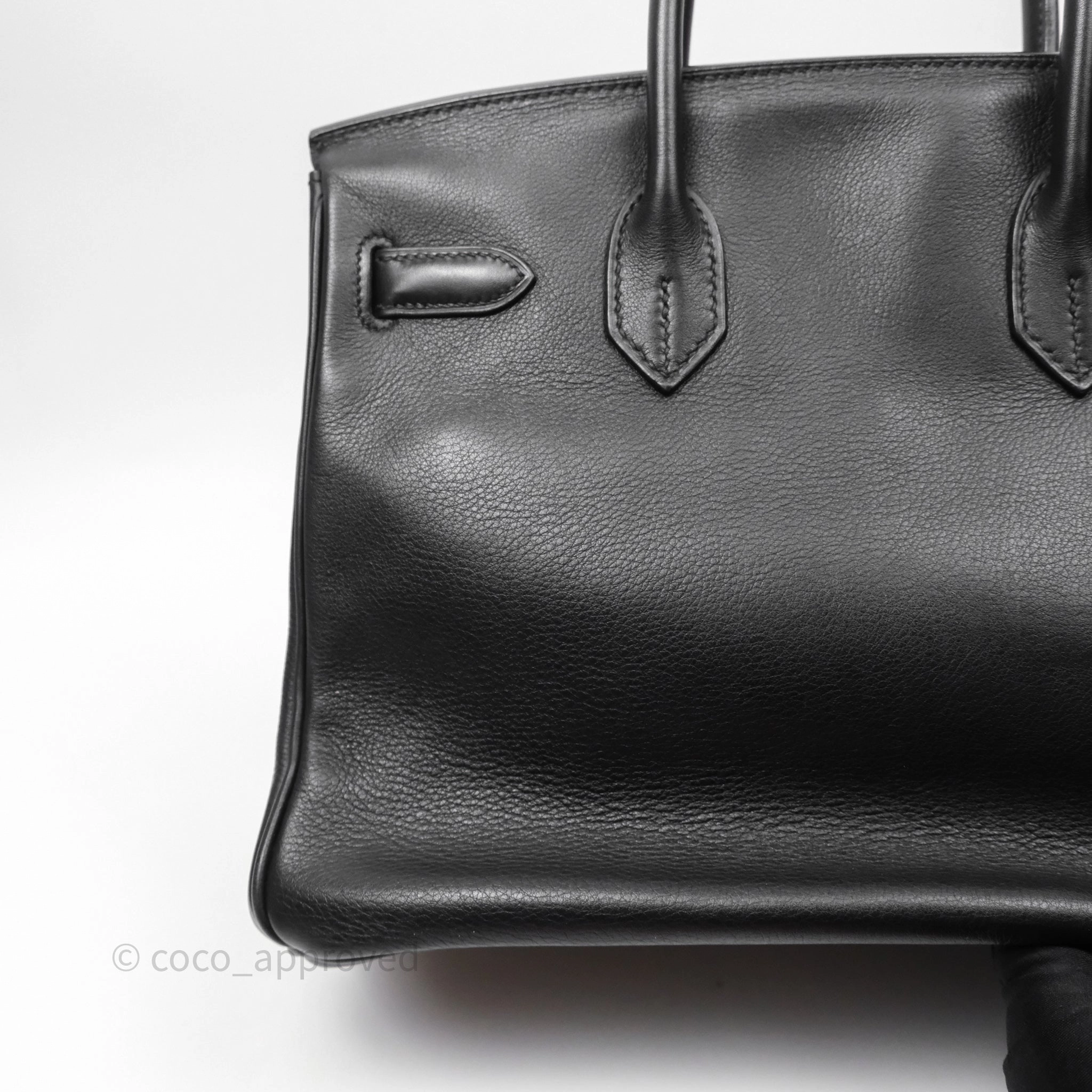 Herms Birkin 30 Noir 89 Evergrain Palladium Hardware