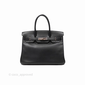 Herms Birkin 30 Noir 89 Evergrain Palladium Hardware