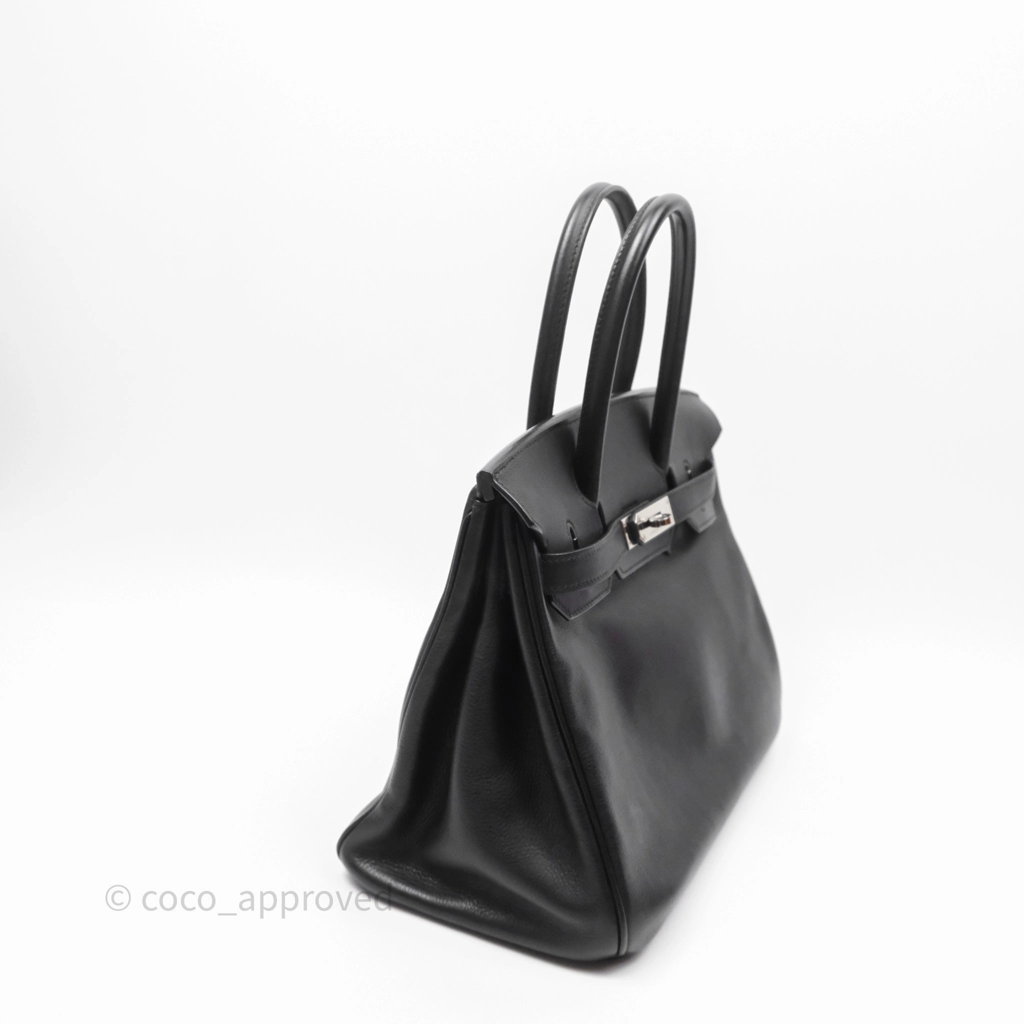 Herms Birkin 30 Noir 89 Evergrain Palladium Hardware