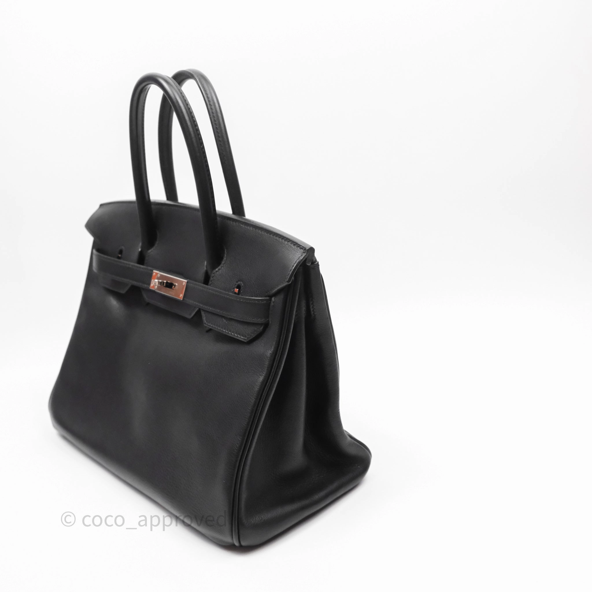 Herms Birkin 30 Noir 89 Evergrain Palladium Hardware