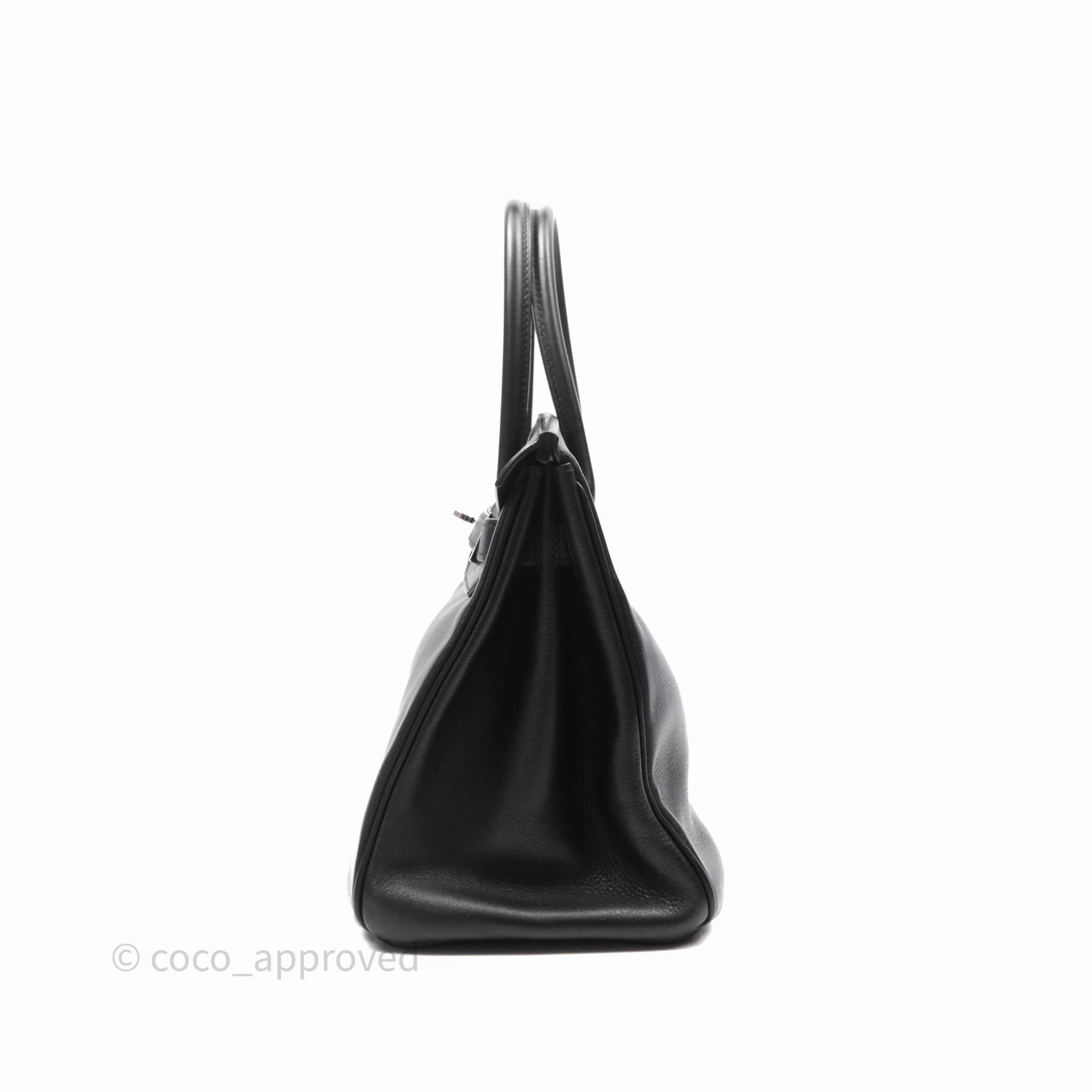 Herms Birkin 30 Noir 89 Evergrain Palladium Hardware