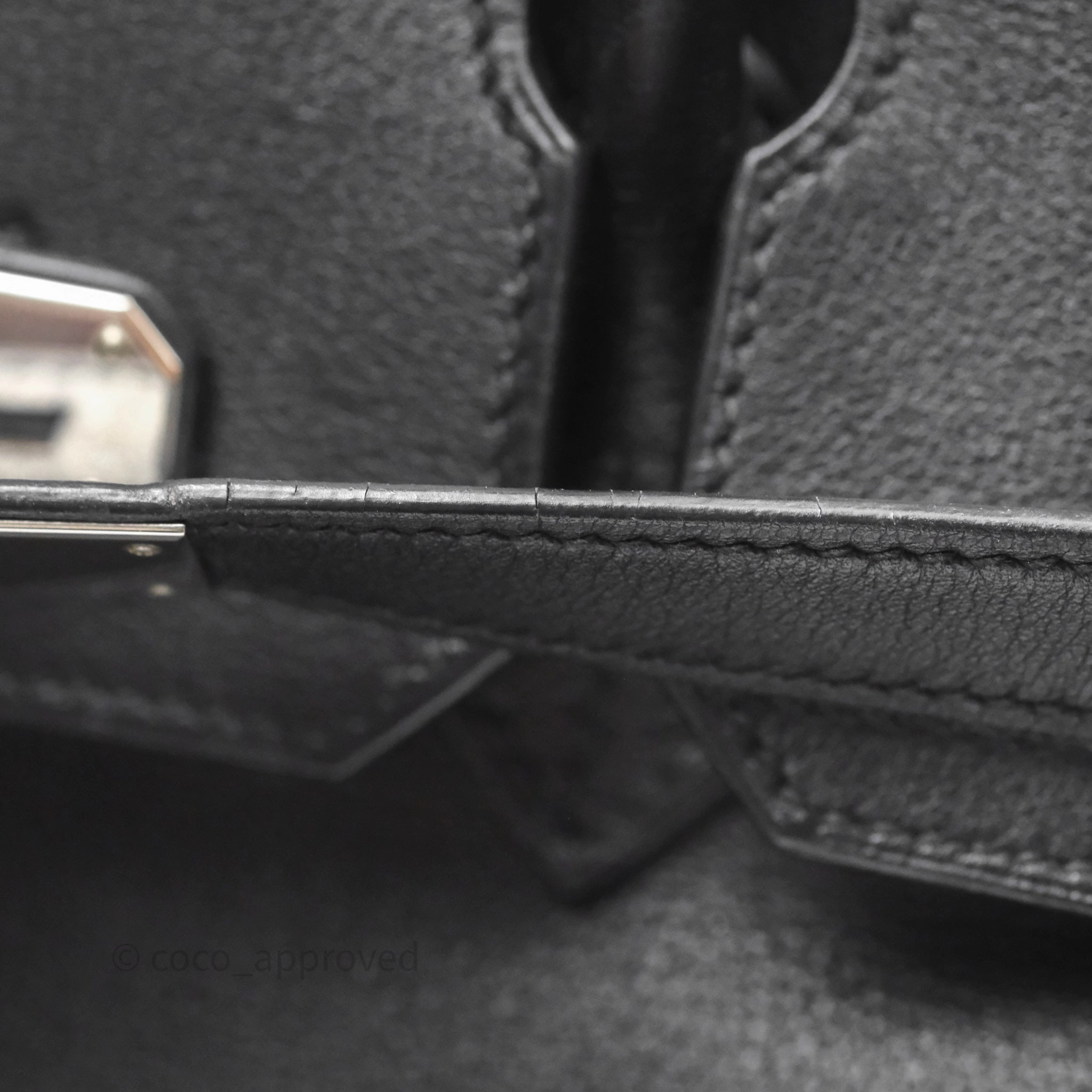 Herms Birkin 30 Noir 89 Evergrain Palladium Hardware