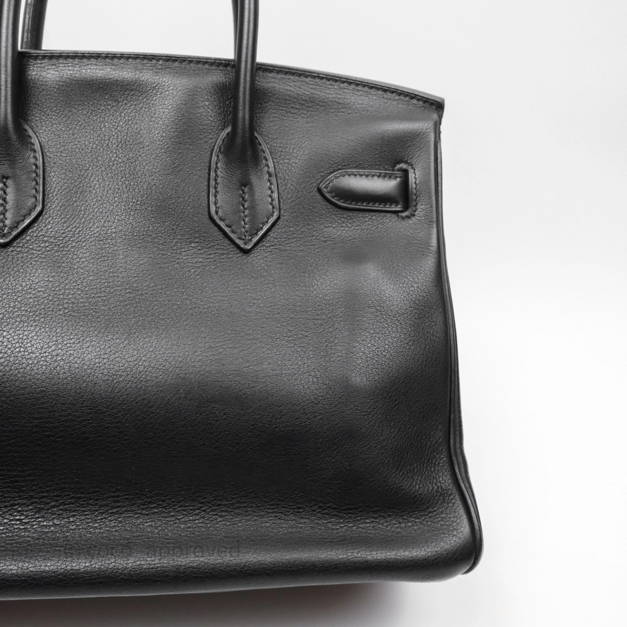 Herms Birkin 30 Noir 89 Evergrain Palladium Hardware