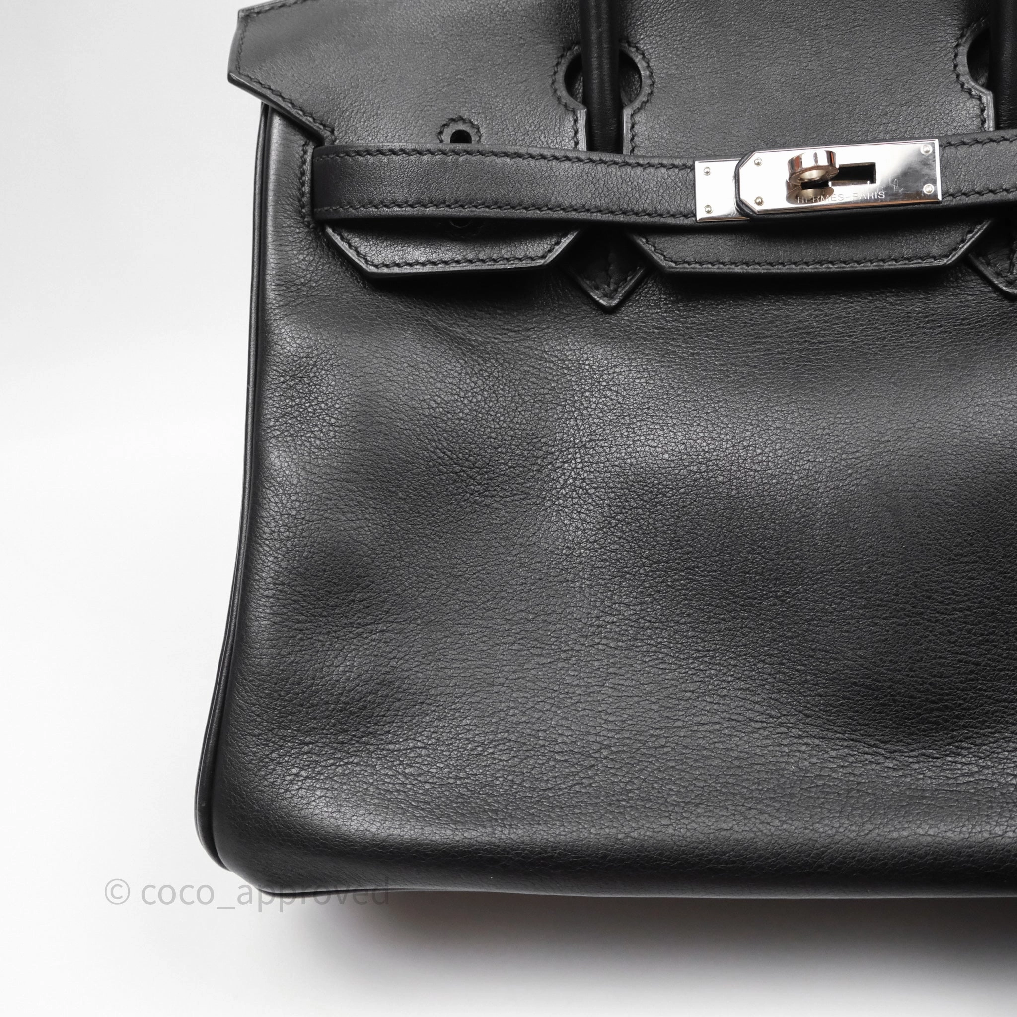 Herms Birkin 30 Noir 89 Evergrain Palladium Hardware