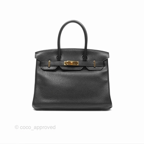 Herms Birkin 30 Retourne Black Noir 89 Clemence Gold Hardware