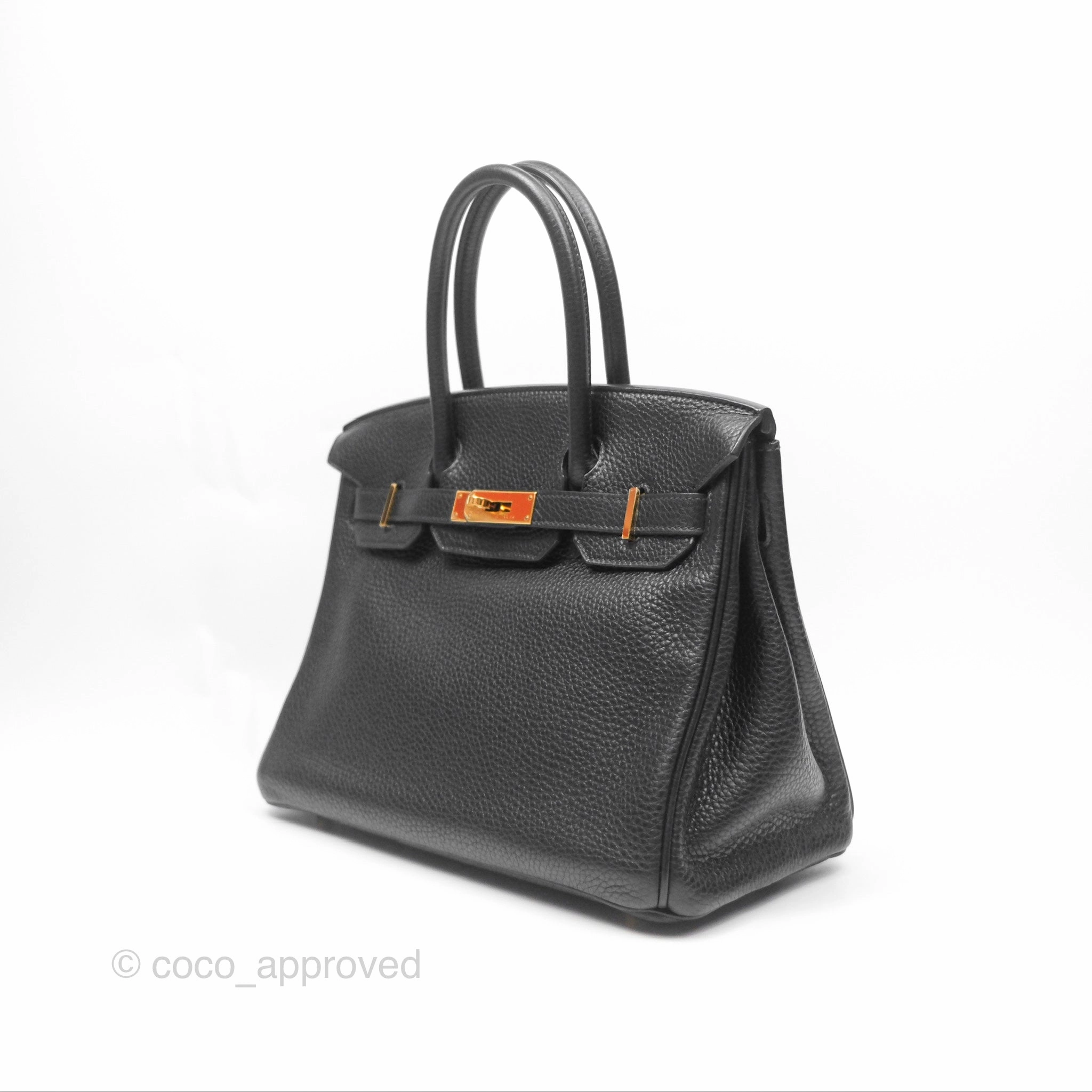 Herms Birkin 30 Retourne Black Noir 89 Clemence Gold Hardware