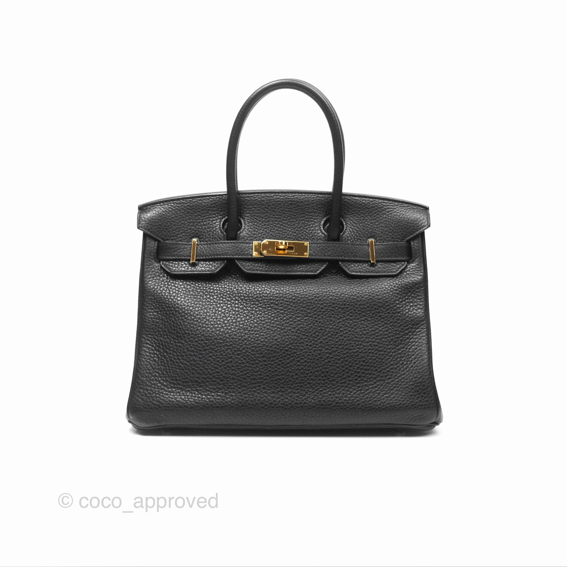 Herms Birkin 30 Retourne Black Noir 89 Clemence Gold Hardware