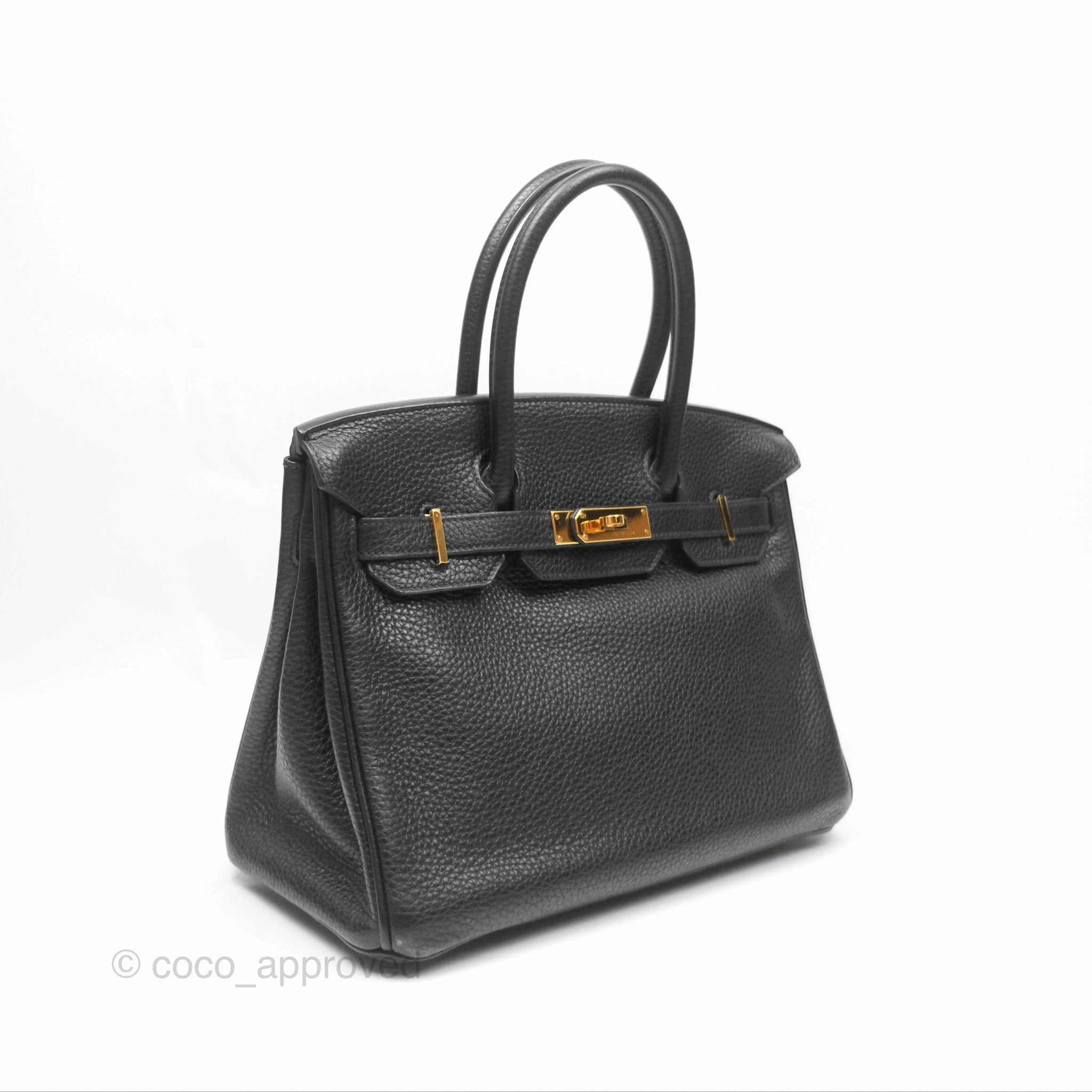 Herms Birkin 30 Retourne Black Noir 89 Clemence Gold Hardware