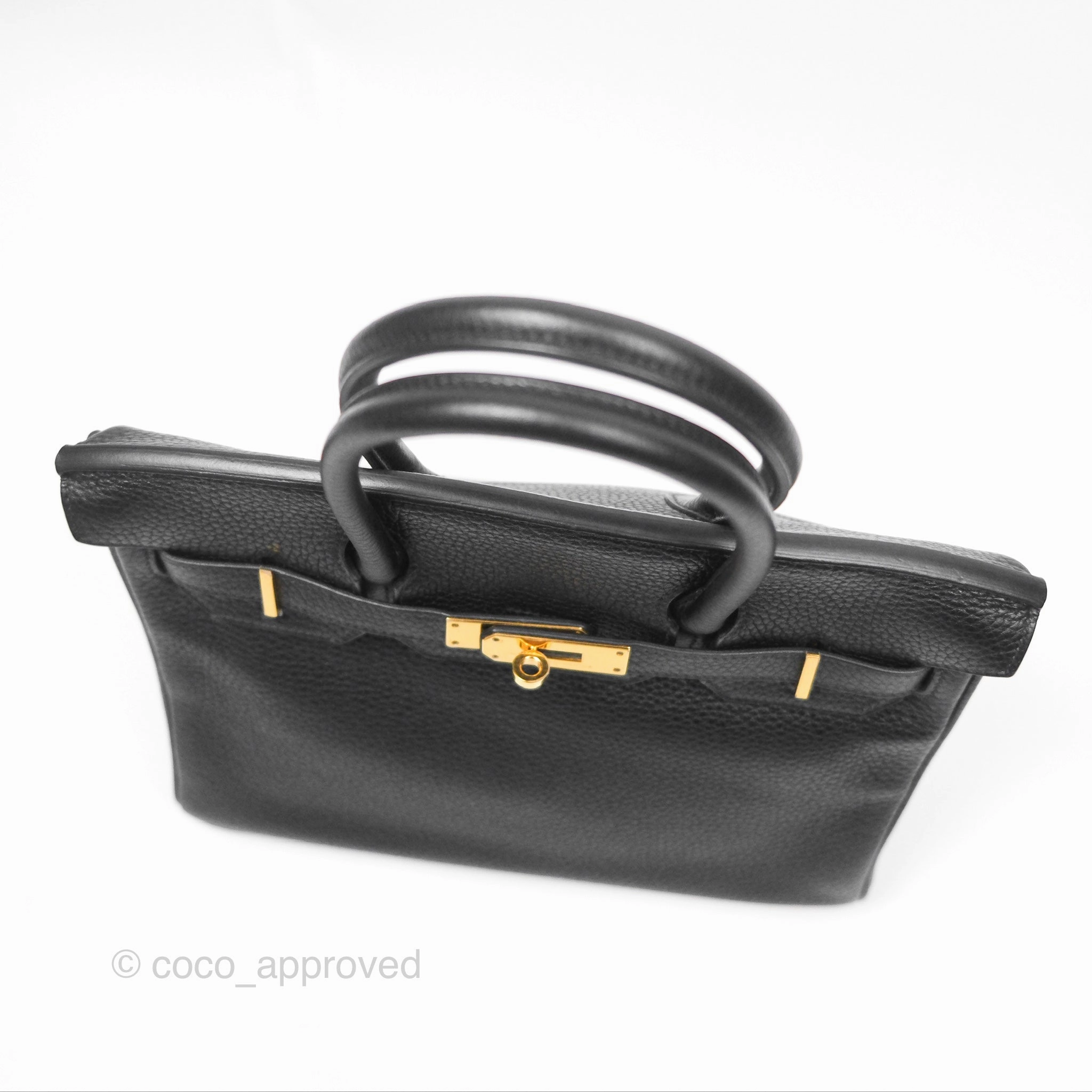 Herms Birkin 30 Retourne Black Noir 89 Clemence Gold Hardware