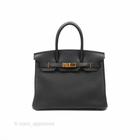 Herms Birkin 30 Retourne Black Noir 89 Togo Gold Hardware