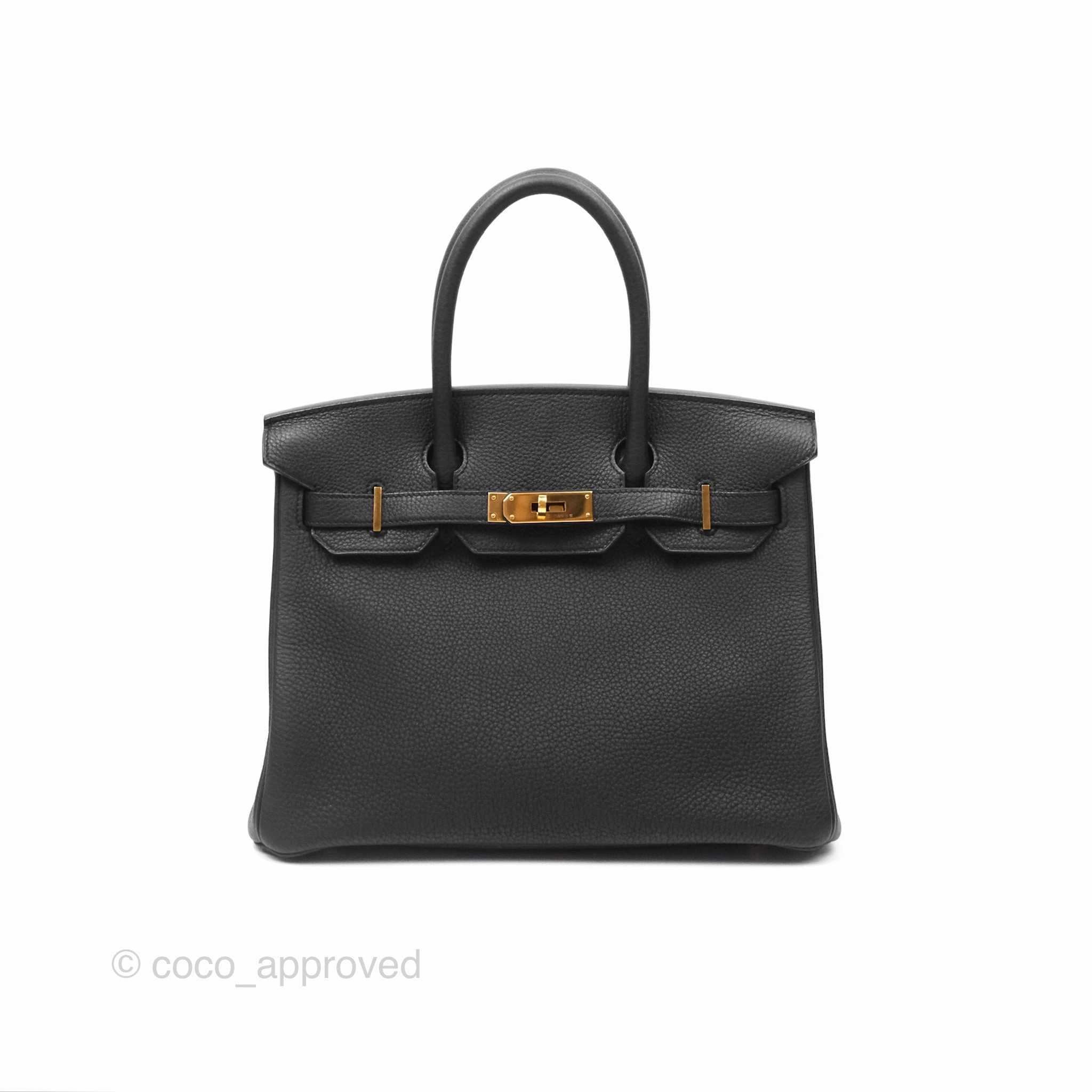 Herms Birkin 30 Retourne Black Noir 89 Togo Gold Hardware