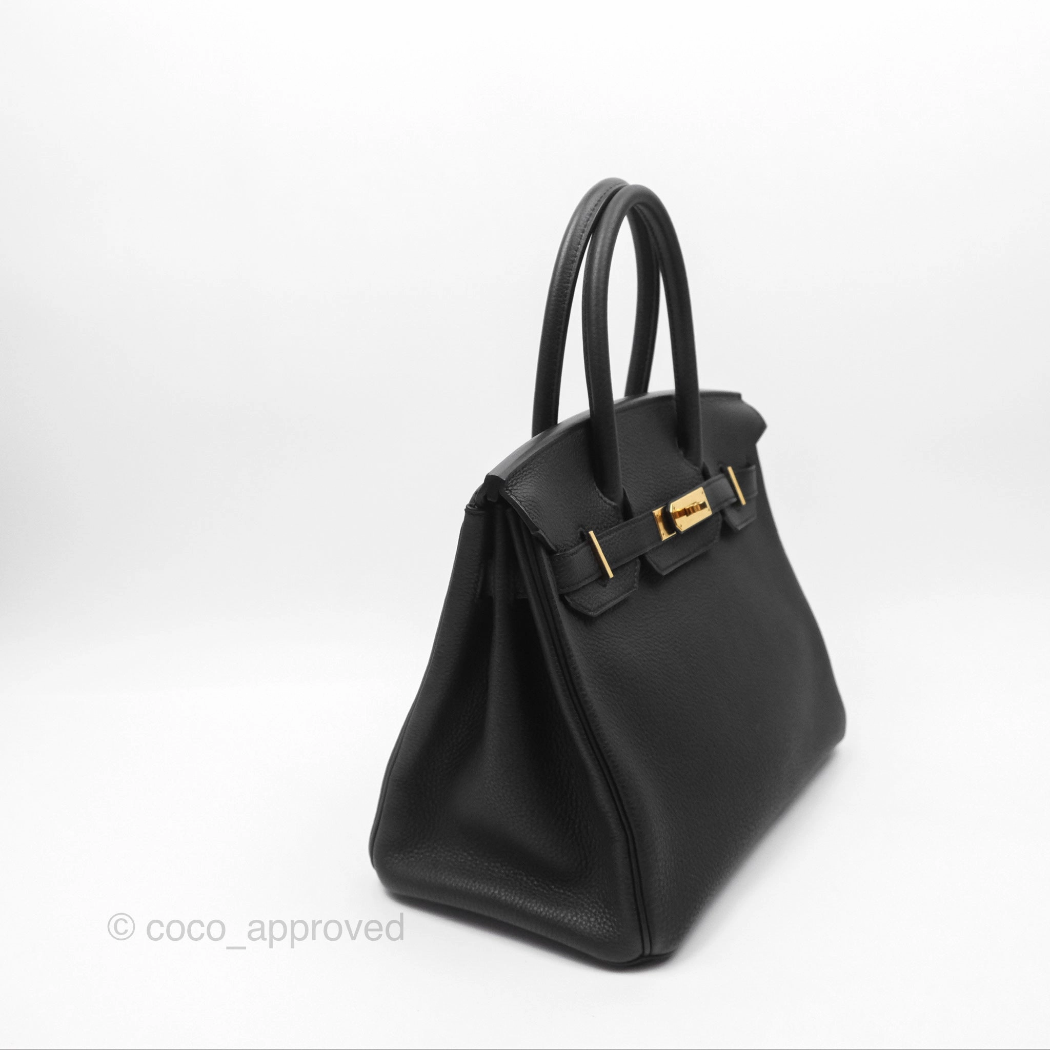Herms Birkin 30 Retourne Black Noir 89 Togo Gold Hardware