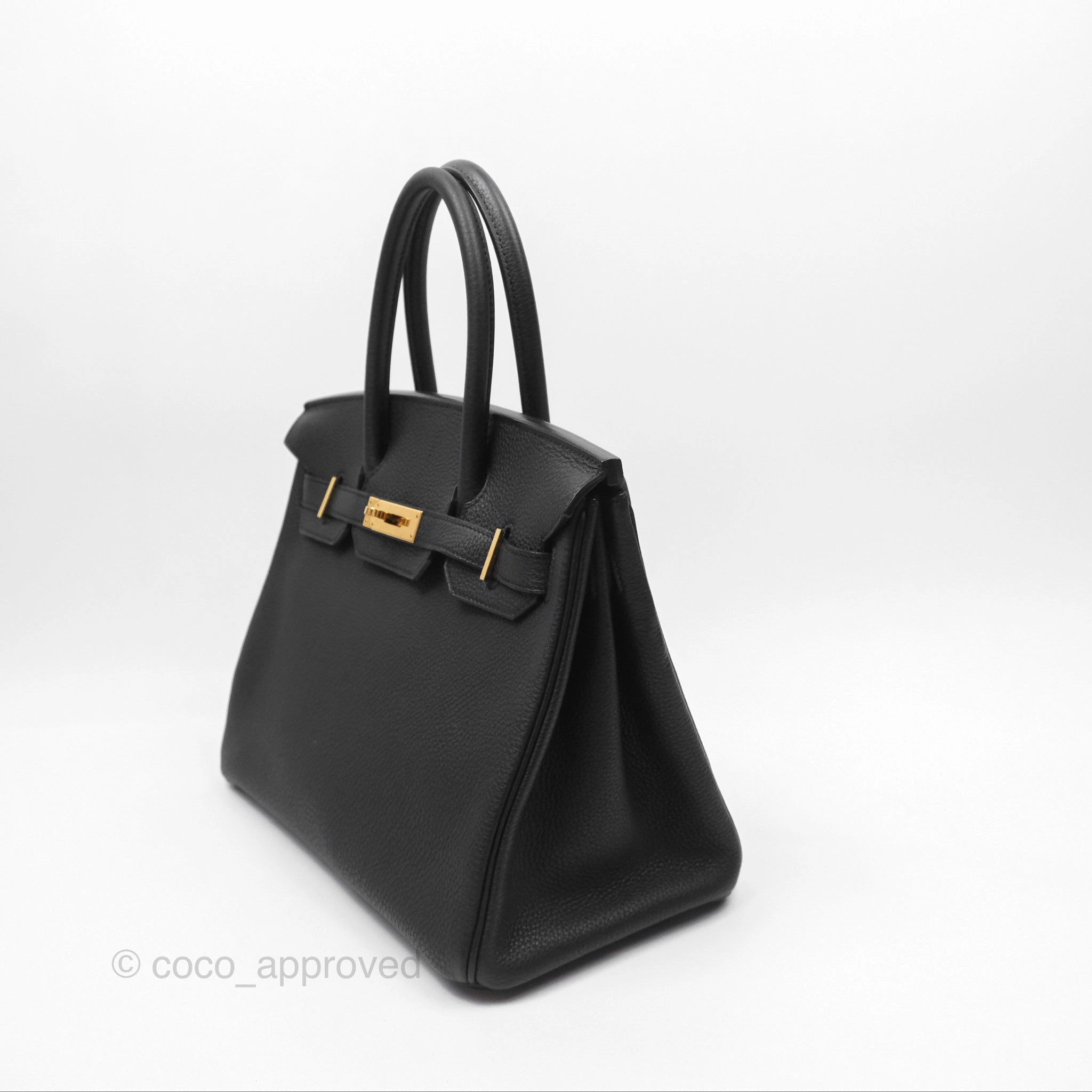 Herms Birkin 30 Retourne Black Noir 89 Togo Gold Hardware