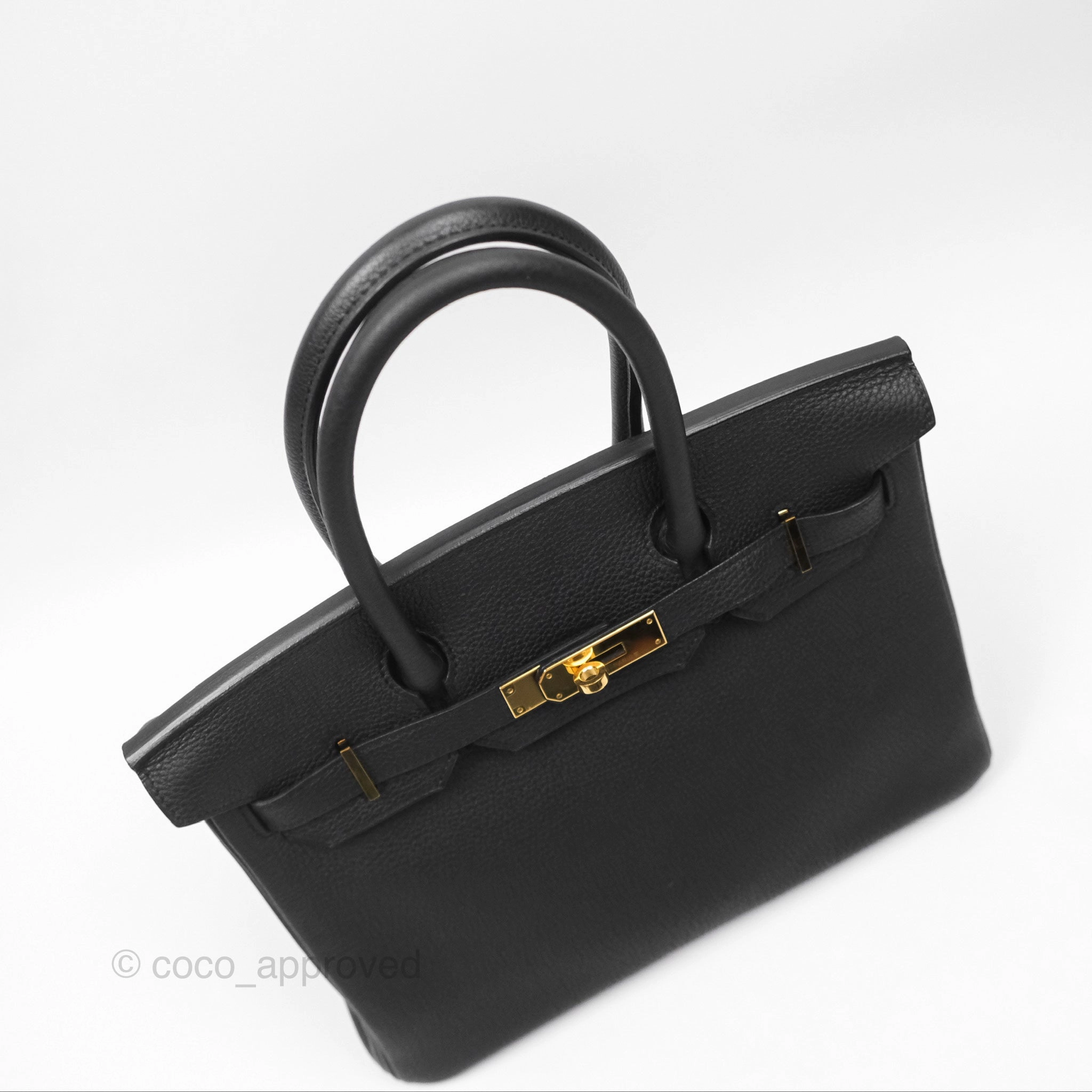 Herms Birkin 30 Retourne Black Noir 89 Togo Gold Hardware