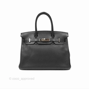 Herms Birkin 30 Retourne Black Noir 89 Togo Palladium Hardware