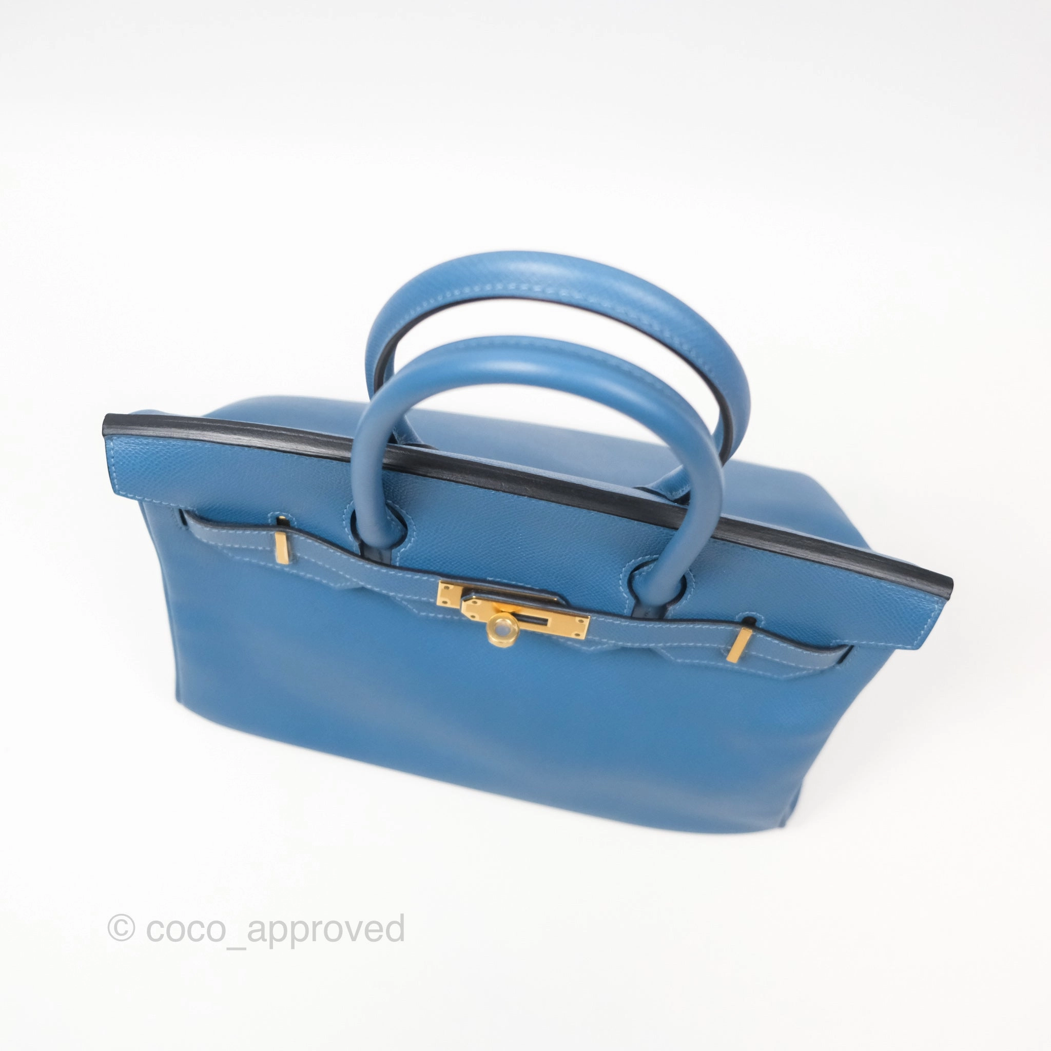 Herms Birkin 30 Retourne Bleu Brighton 7E Epsom Gold Hardware