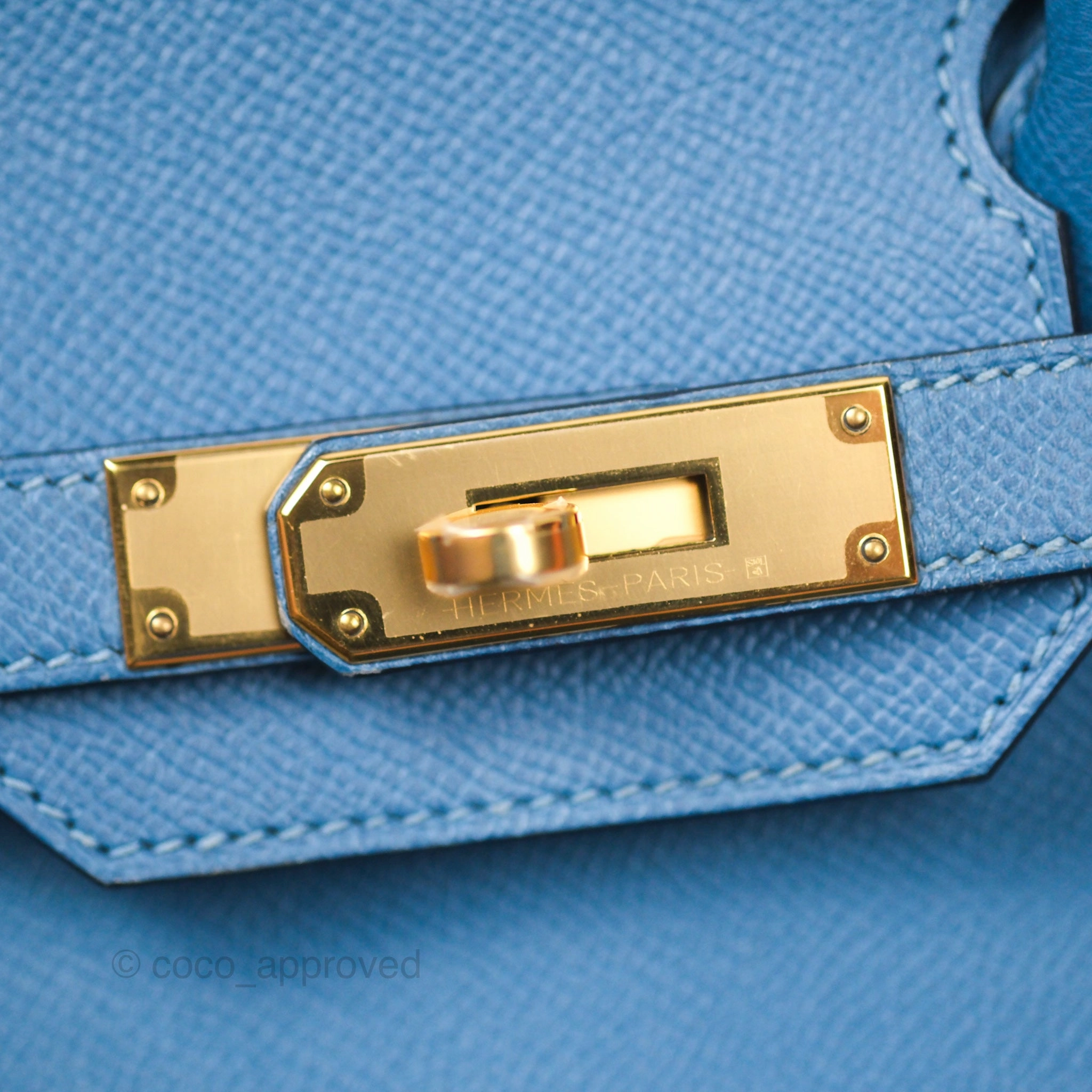 Herms Birkin 30 Retourne Bleu Brighton 7E Epsom Gold Hardware