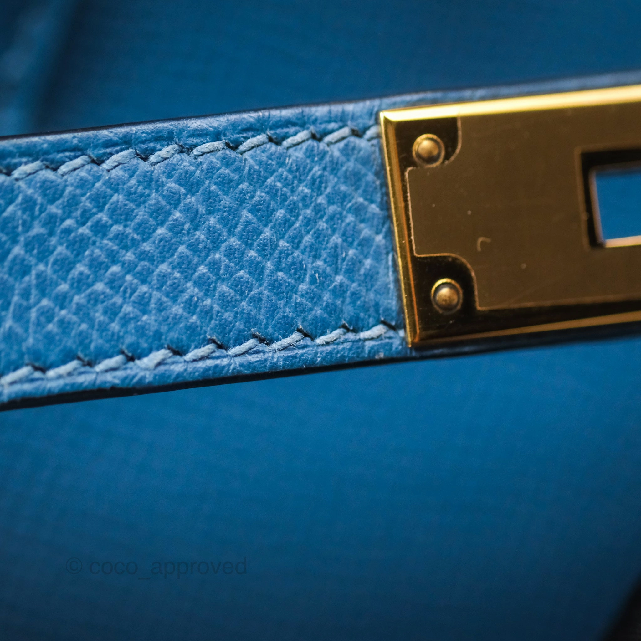 Herms Birkin 30 Retourne Bleu Brighton 7E Epsom Gold Hardware