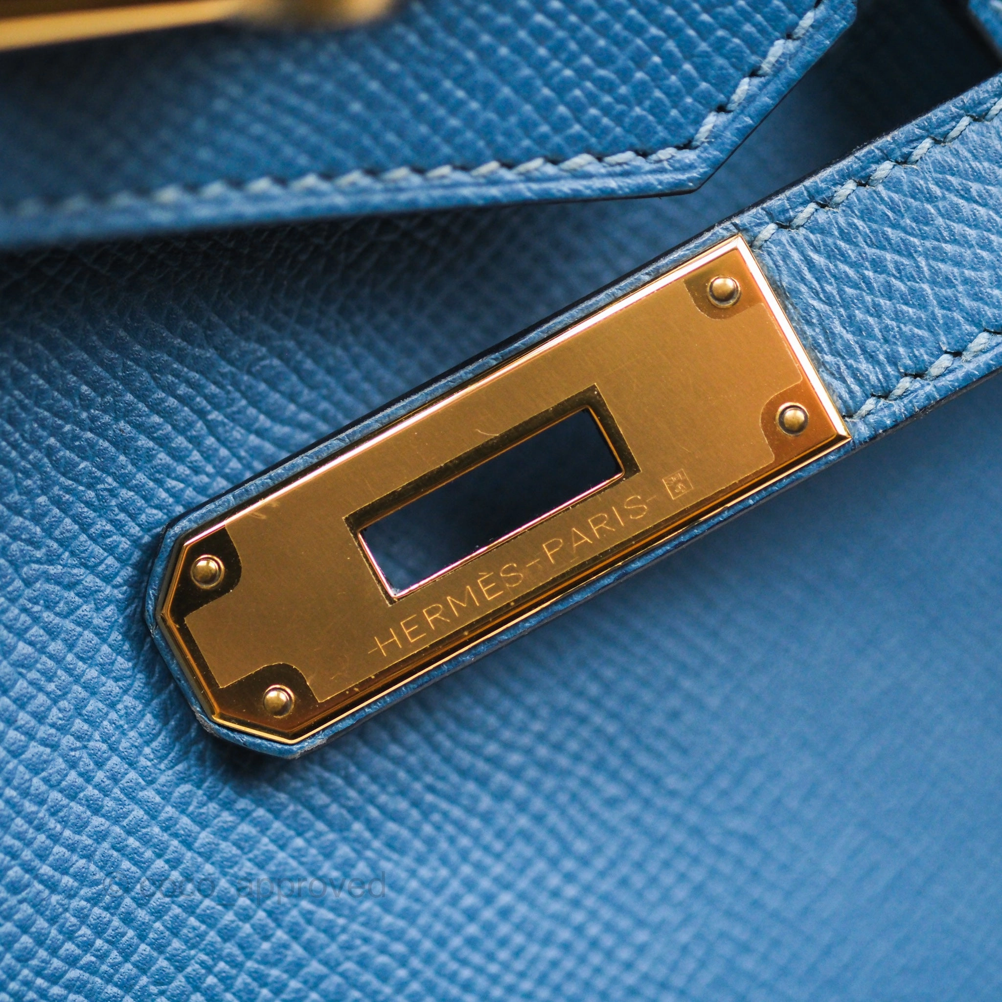 Herms Birkin 30 Retourne Bleu Brighton 7E Epsom Gold Hardware