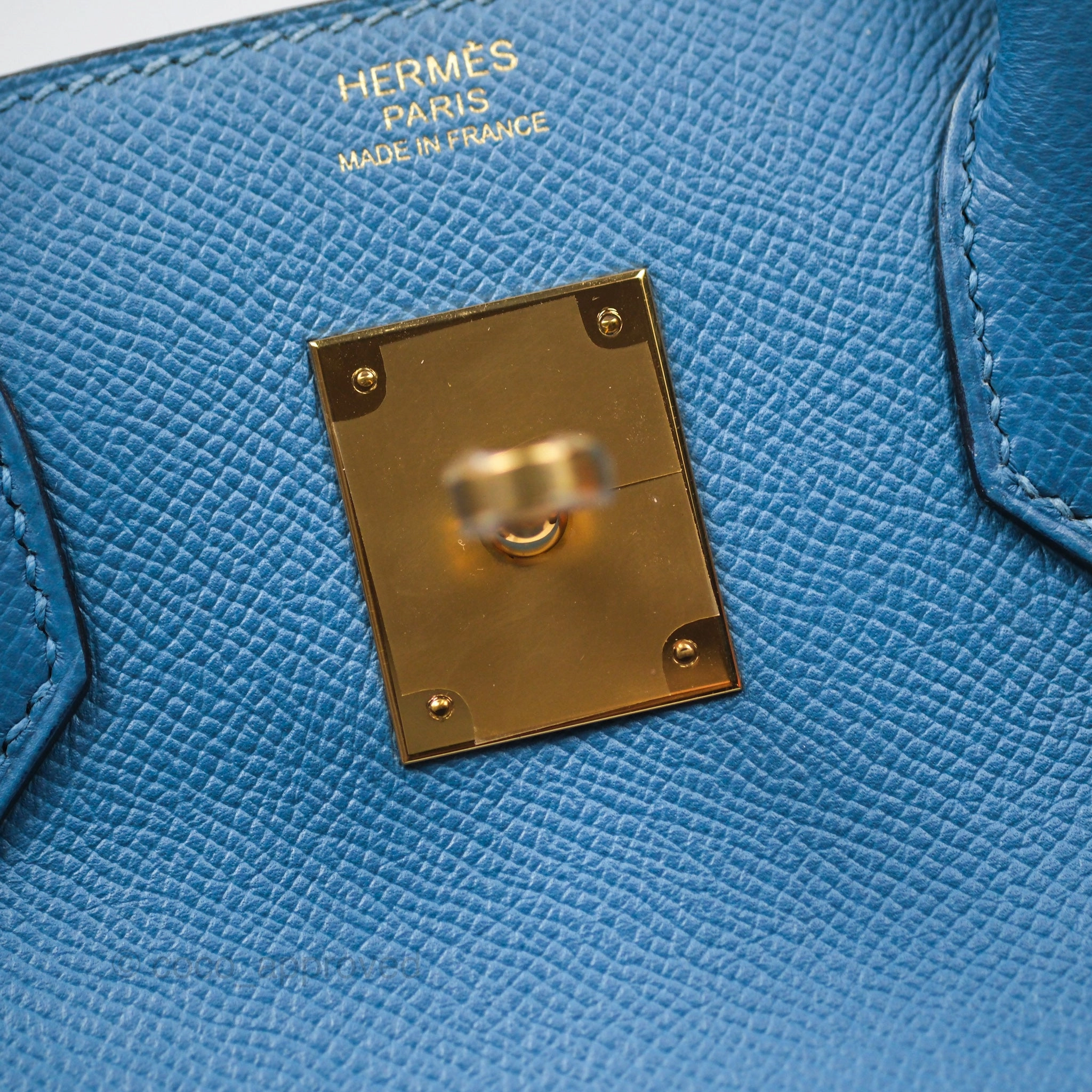 Herms Birkin 30 Retourne Bleu Brighton 7E Epsom Gold Hardware