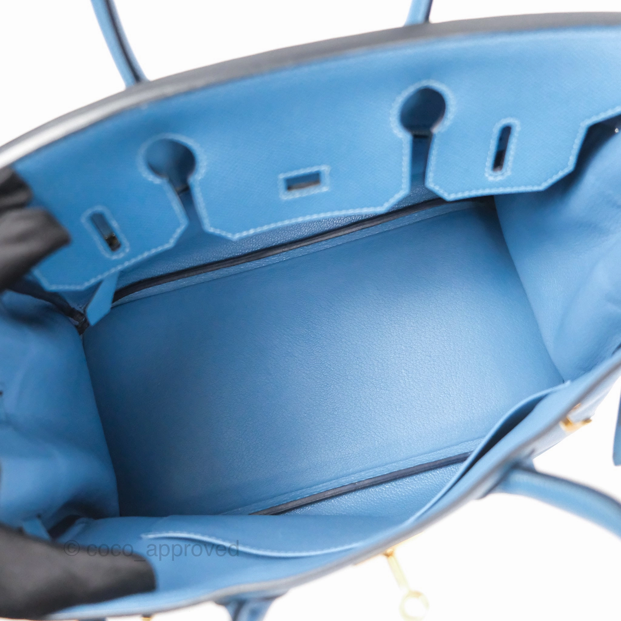 Herms Birkin 30 Retourne Bleu Brighton 7E Epsom Gold Hardware