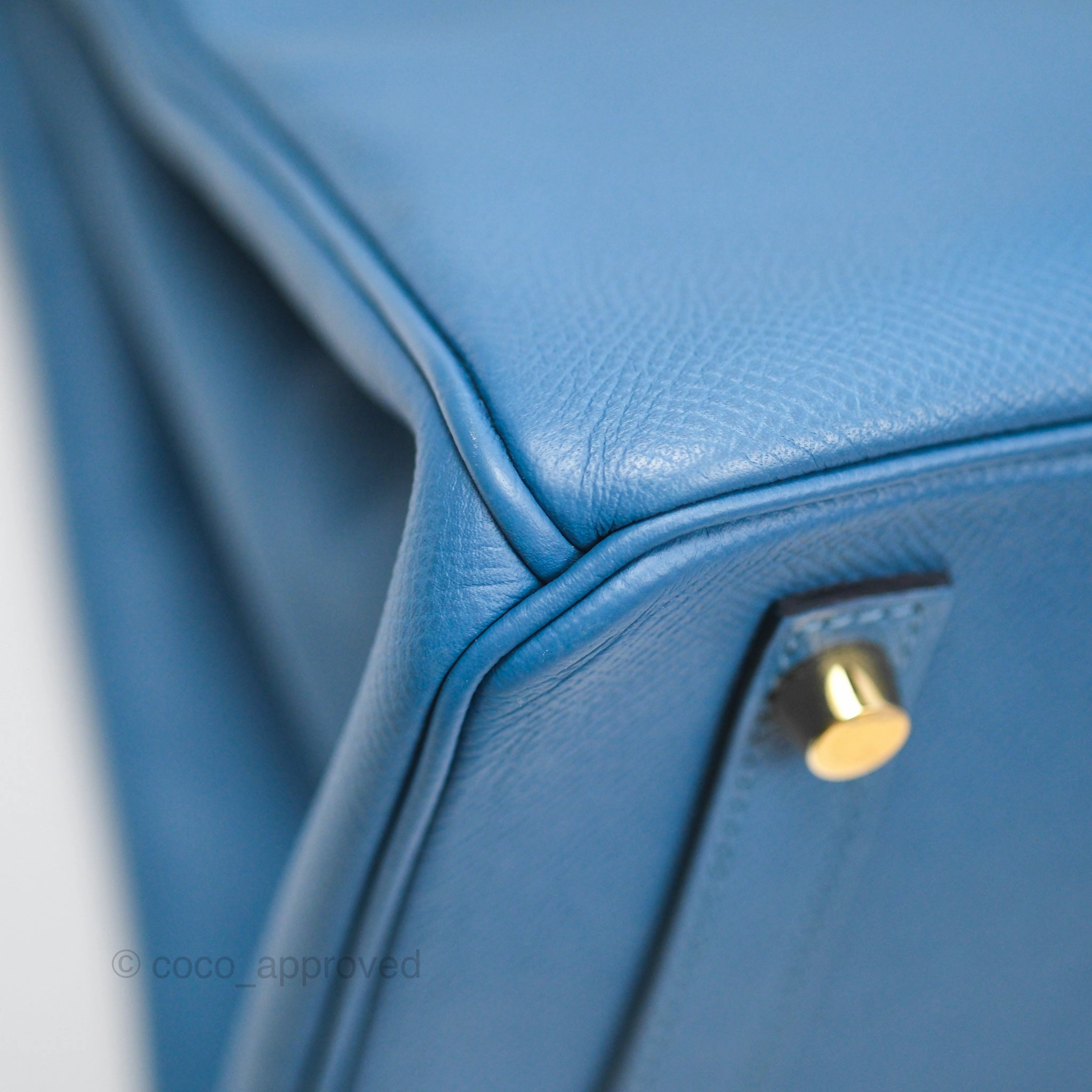 Herms Birkin 30 Retourne Bleu Brighton 7E Epsom Gold Hardware