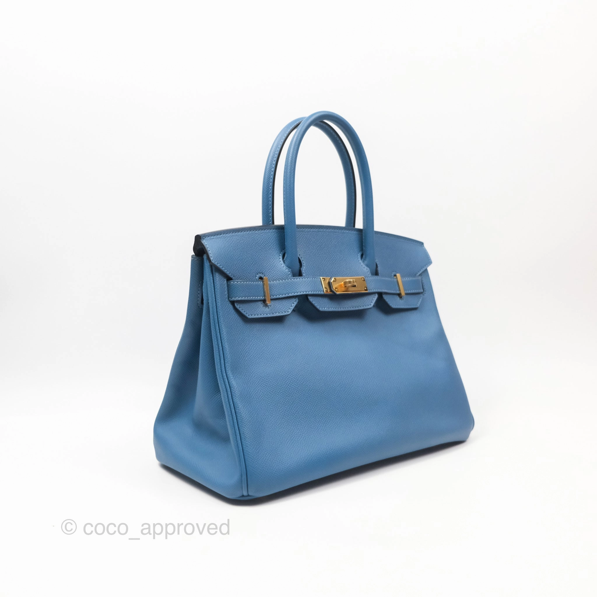 Herms Birkin 30 Retourne Bleu Brighton 7E Epsom Gold Hardware