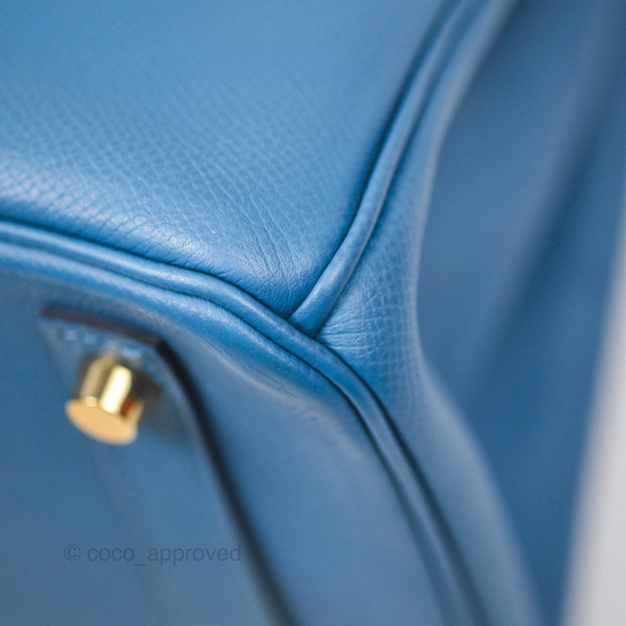 Herms Birkin 30 Retourne Bleu Brighton 7E Epsom Gold Hardware