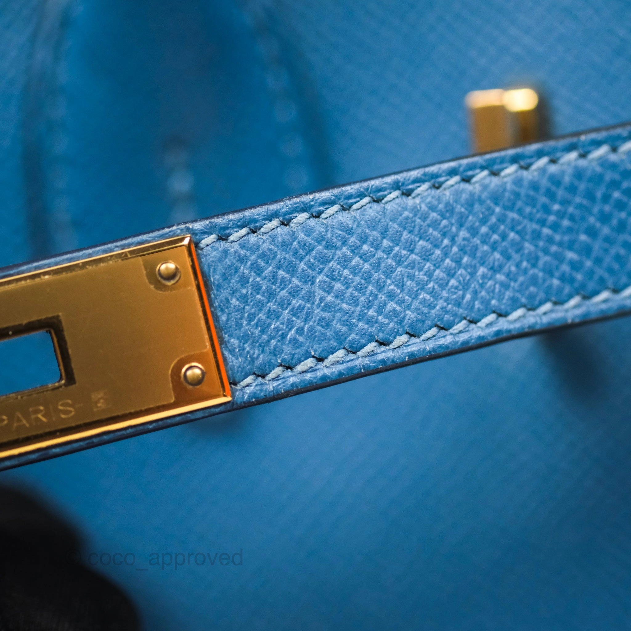 Herms Birkin 30 Retourne Bleu Brighton 7E Epsom Gold Hardware