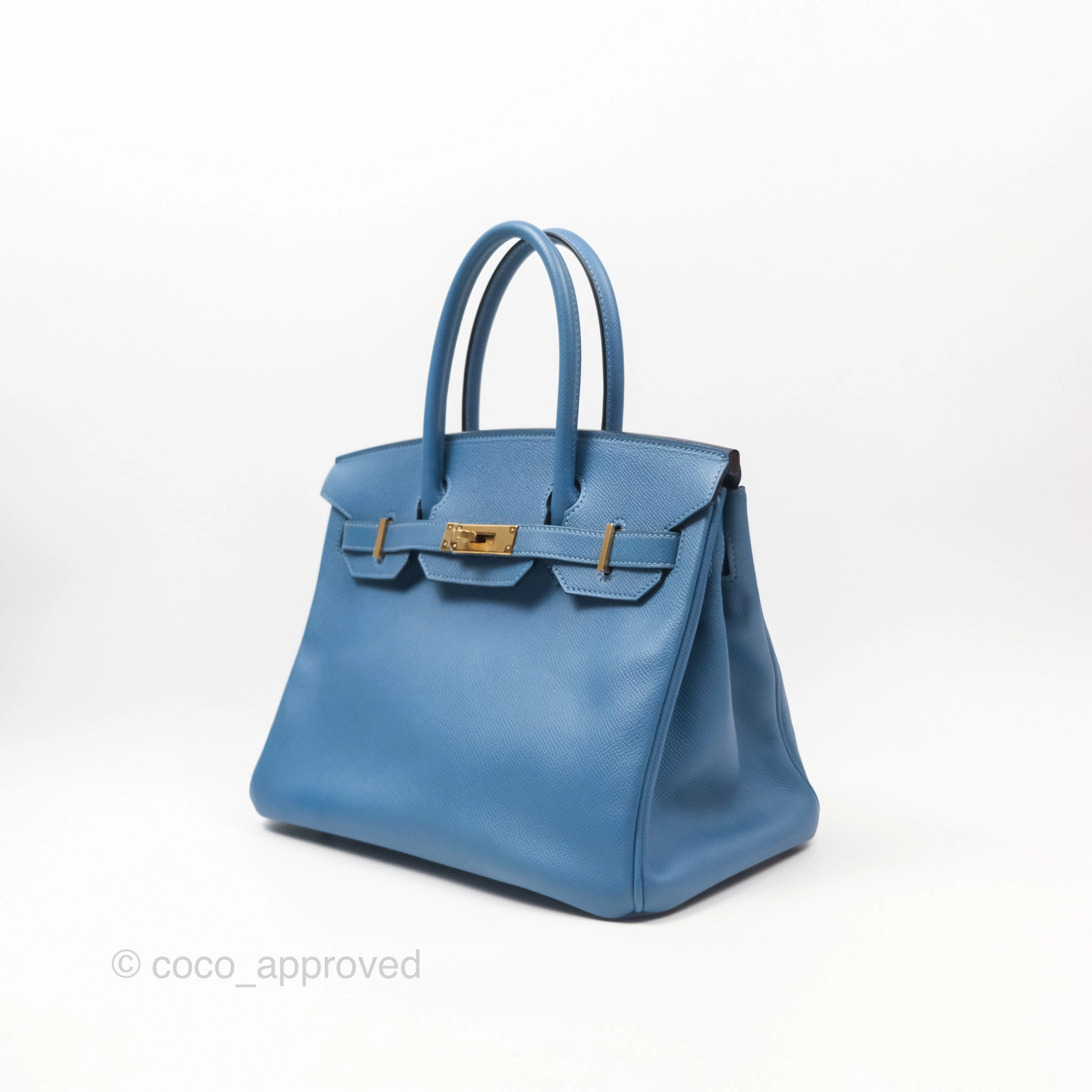 Herms Birkin 30 Retourne Bleu Brighton 7E Epsom Gold Hardware