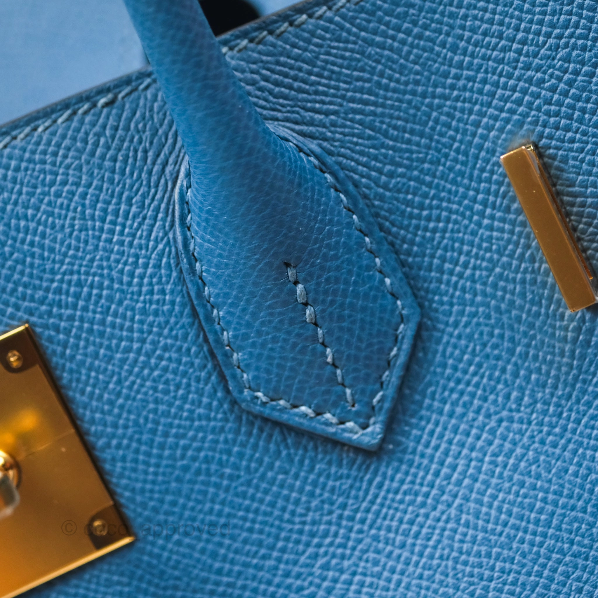 Herms Birkin 30 Retourne Bleu Brighton 7E Epsom Gold Hardware