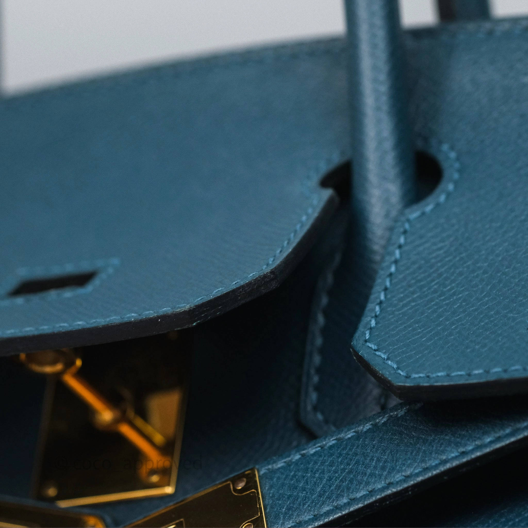 Herms Birkin 30 Retourne Bleu de Prusse 7P Epsom Gold Hardware
