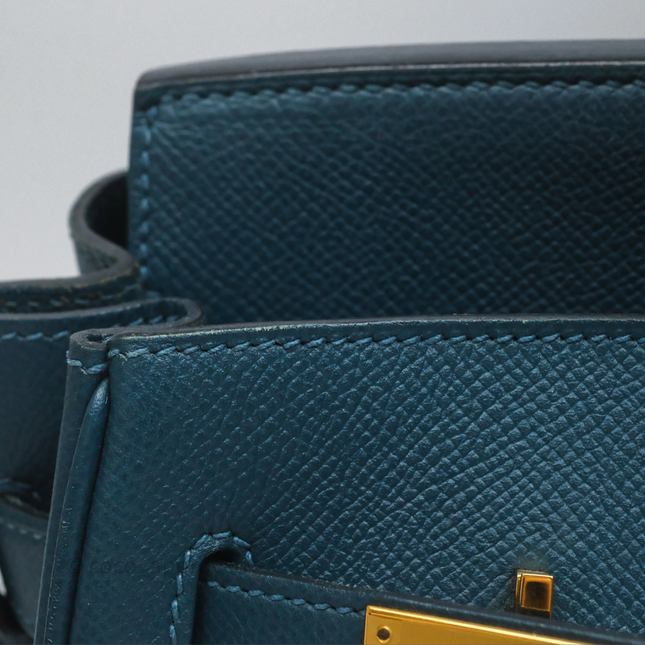 Herms Birkin 30 Retourne Bleu de Prusse 7P Epsom Gold Hardware