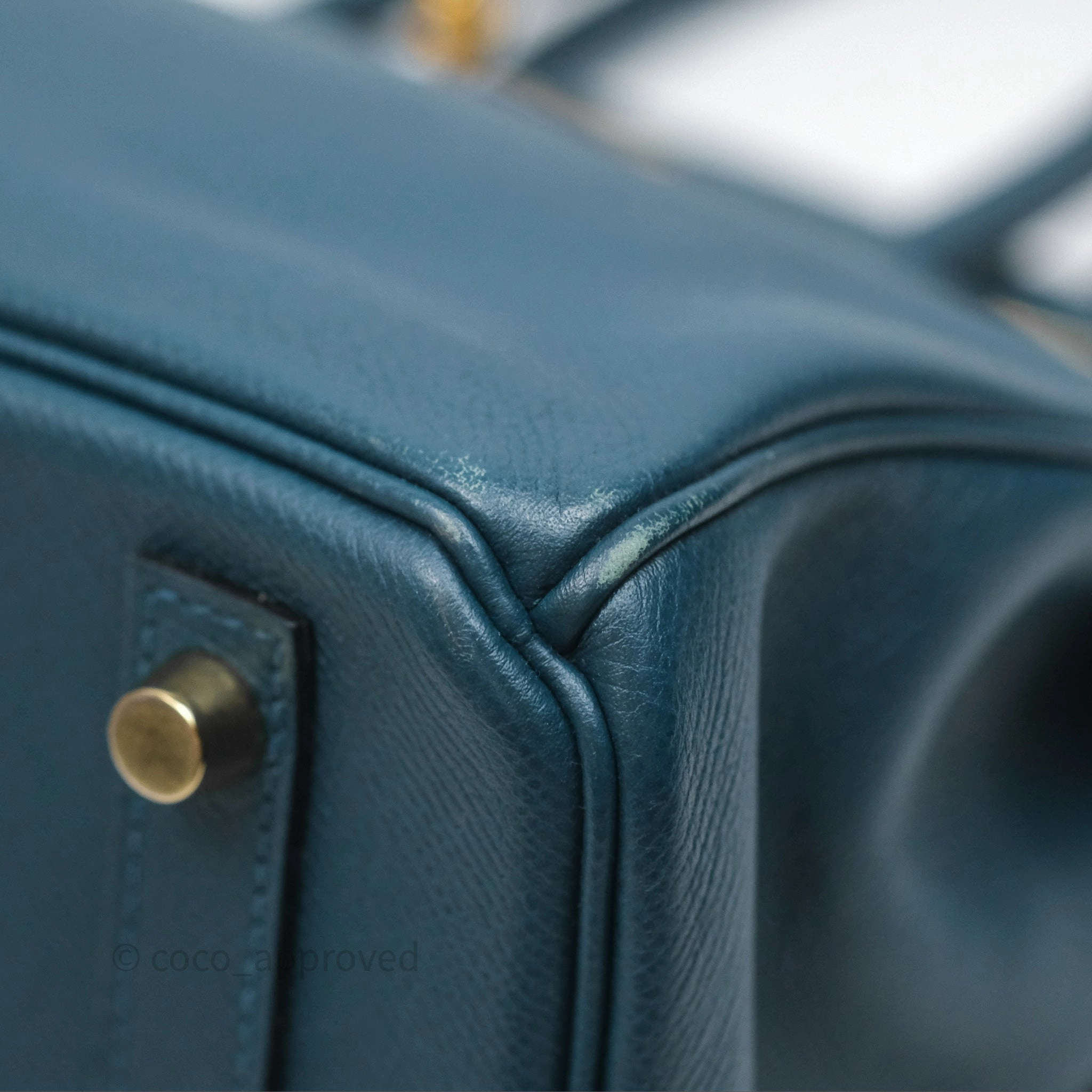 Herms Birkin 30 Retourne Bleu de Prusse 7P Epsom Gold Hardware
