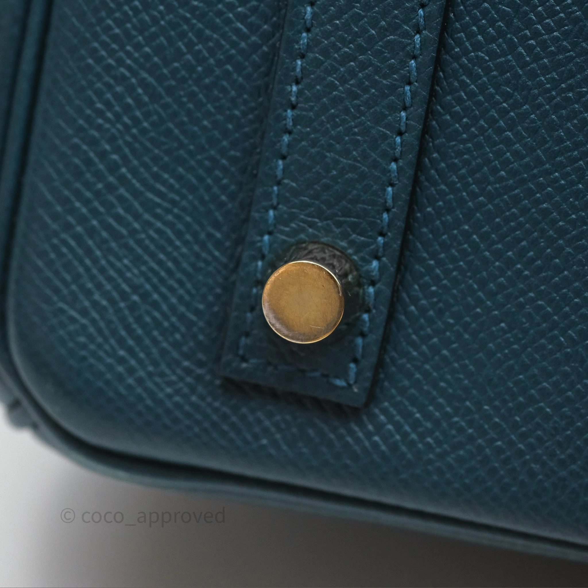 Herms Birkin 30 Retourne Bleu de Prusse 7P Epsom Gold Hardware