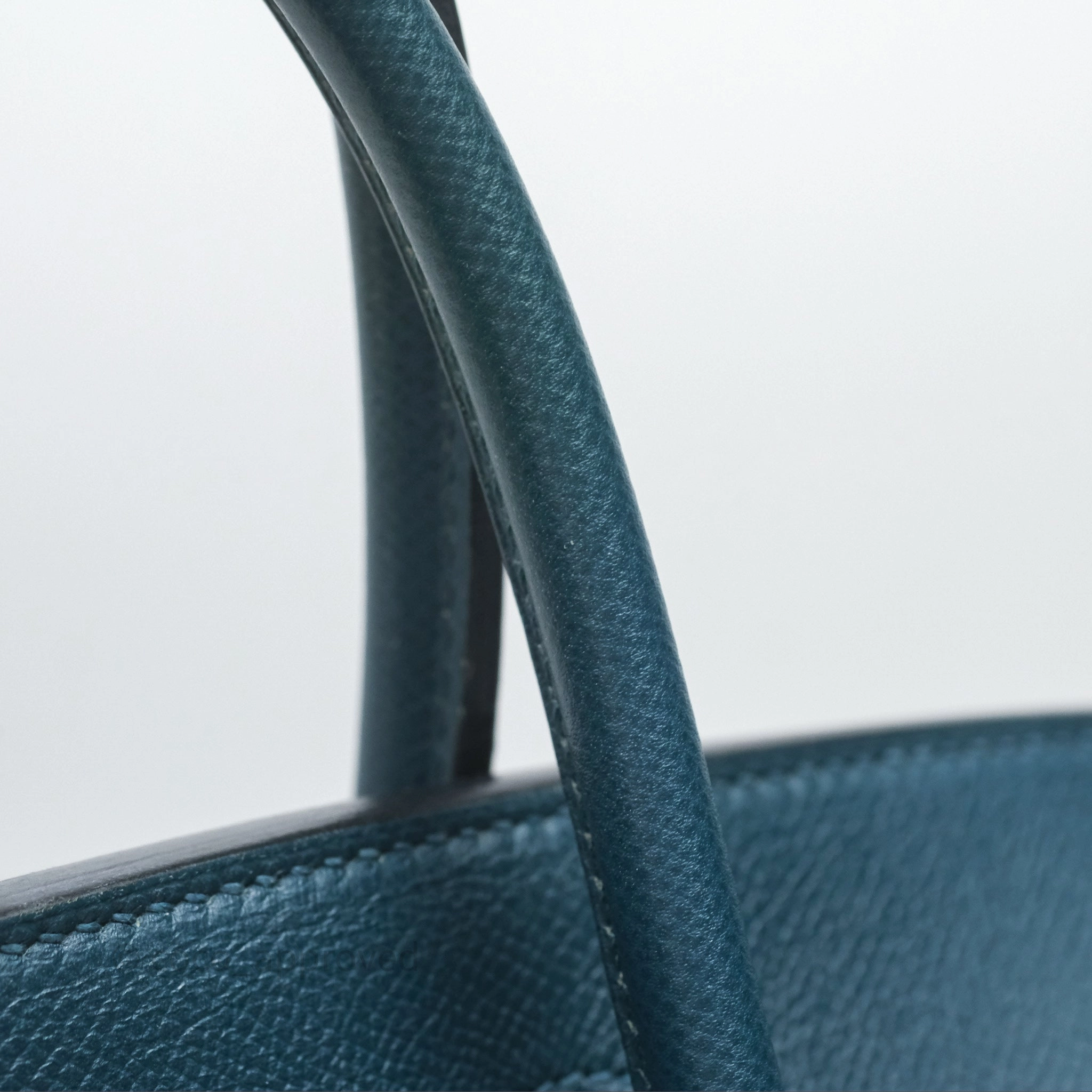 Herms Birkin 30 Retourne Bleu de Prusse 7P Epsom Gold Hardware