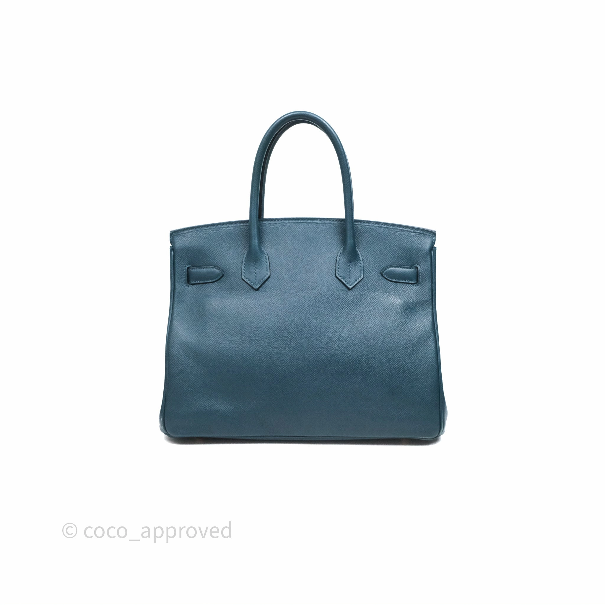 Herms Birkin 30 Retourne Bleu de Prusse 7P Epsom Gold Hardware