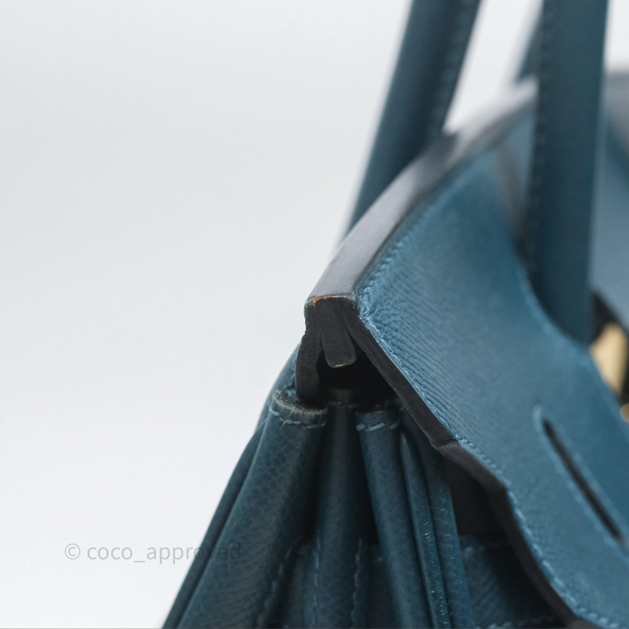 Herms Birkin 30 Retourne Bleu de Prusse 7P Epsom Gold Hardware