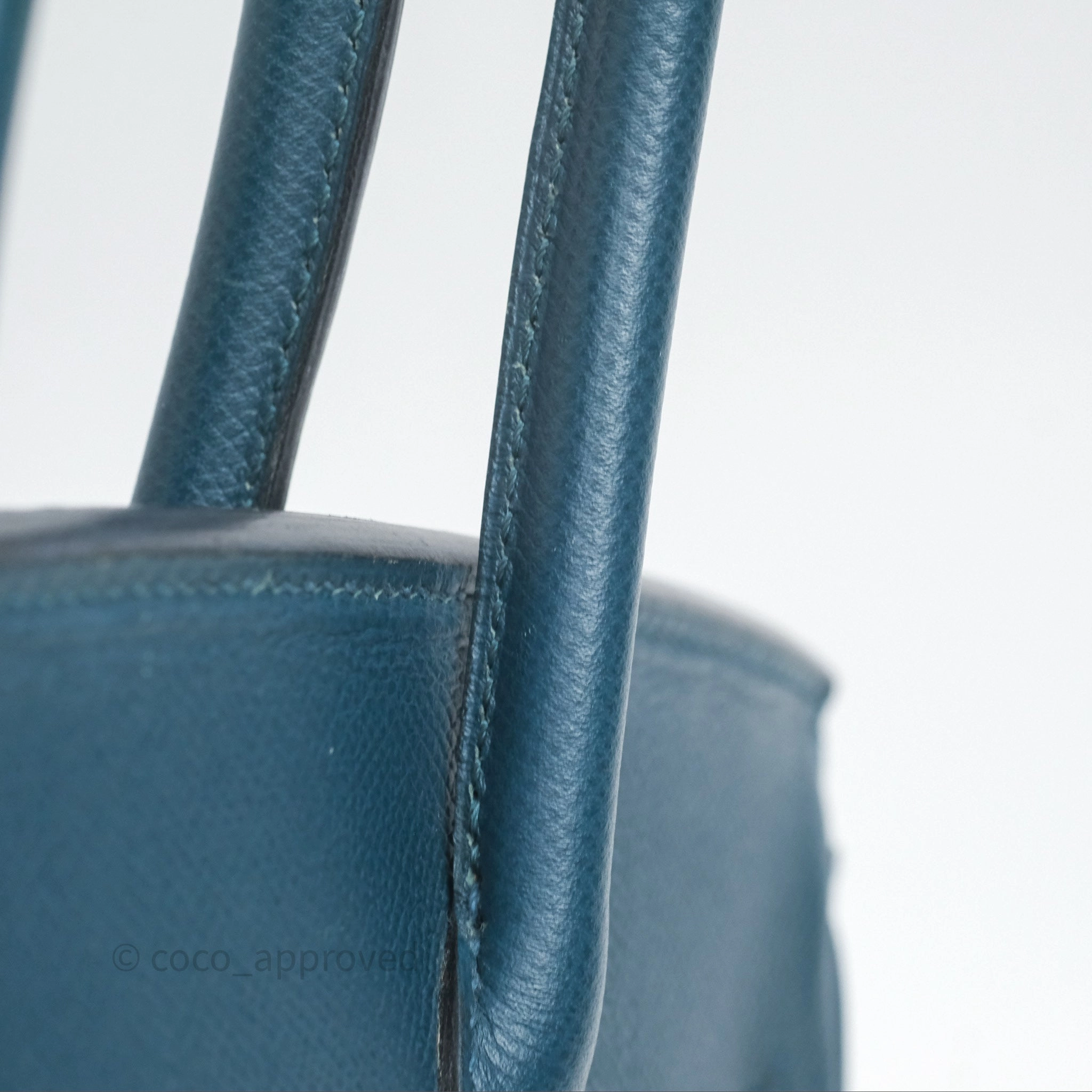 Herms Birkin 30 Retourne Bleu de Prusse 7P Epsom Gold Hardware