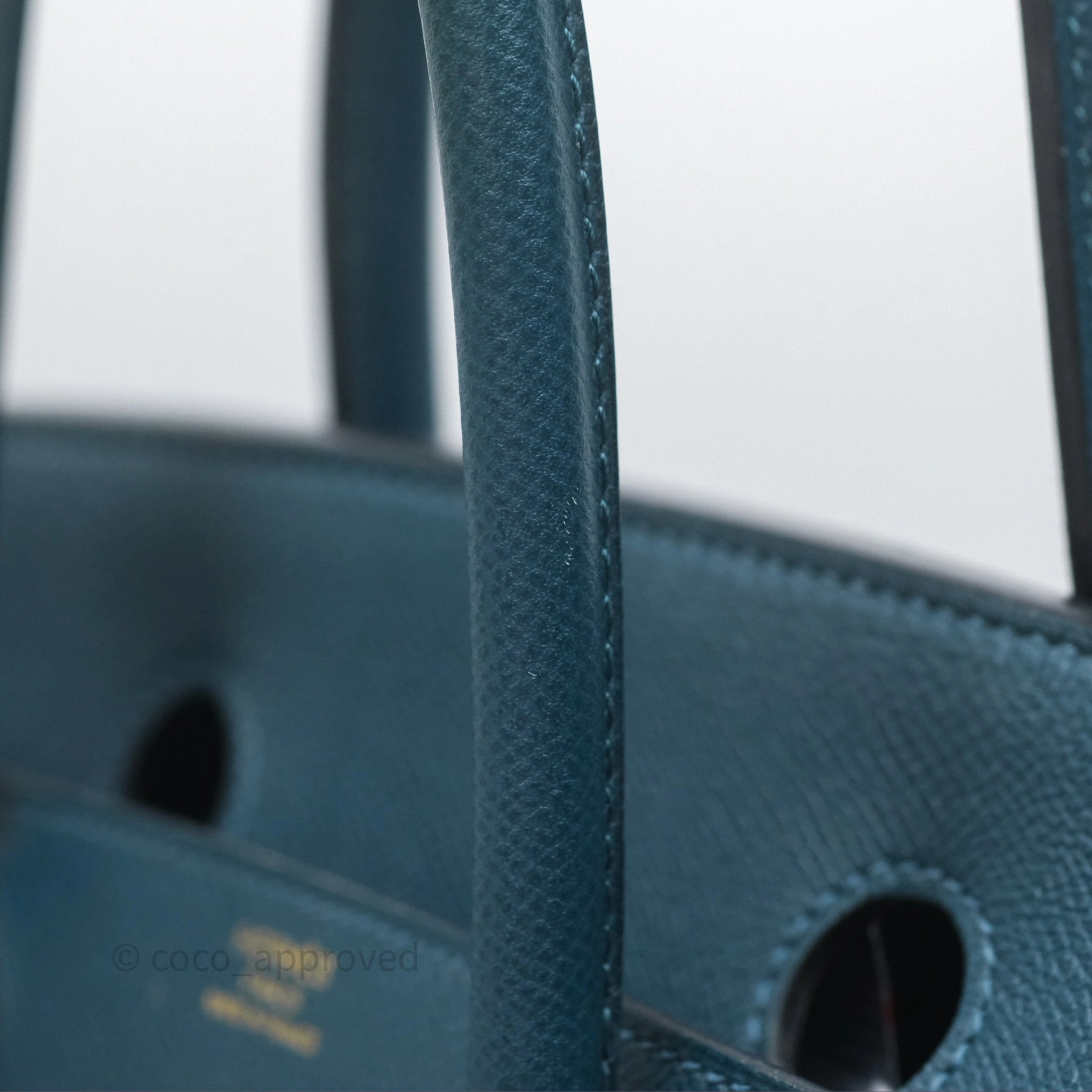 Herms Birkin 30 Retourne Bleu de Prusse 7P Epsom Gold Hardware