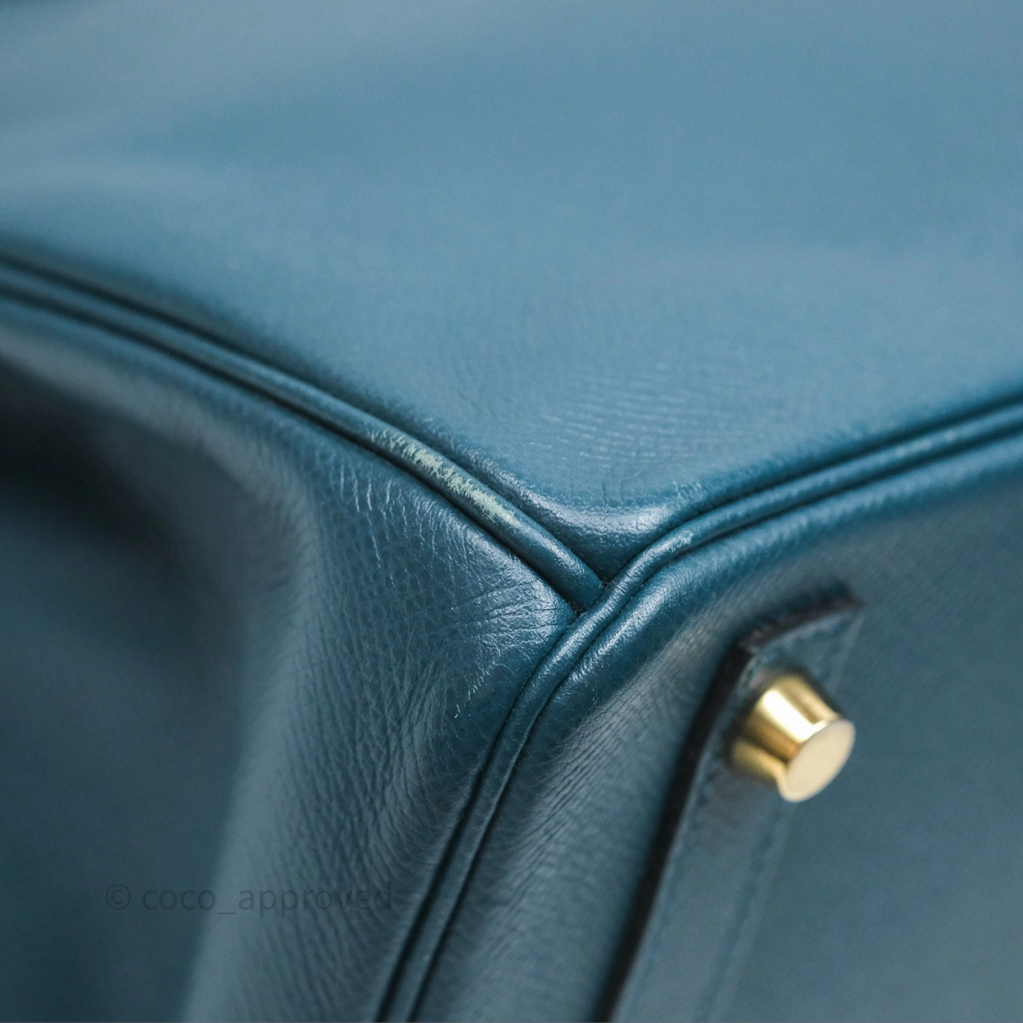 Herms Birkin 30 Retourne Bleu de Prusse 7P Epsom Gold Hardware
