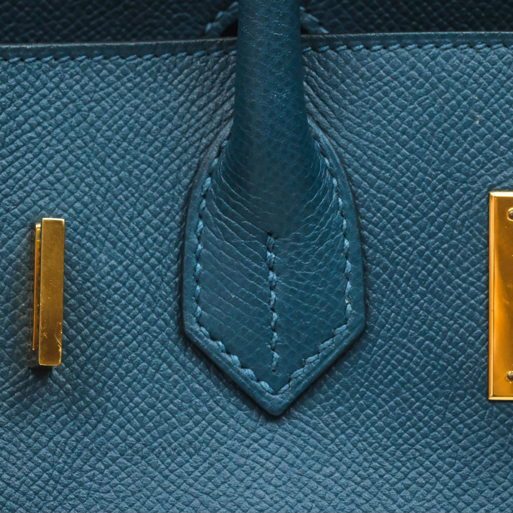 Herms Birkin 30 Retourne Bleu de Prusse 7P Epsom Gold Hardware