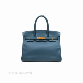 Herms Birkin 30 Retourne Bleu de Prusse 7P Epsom Gold Hardware